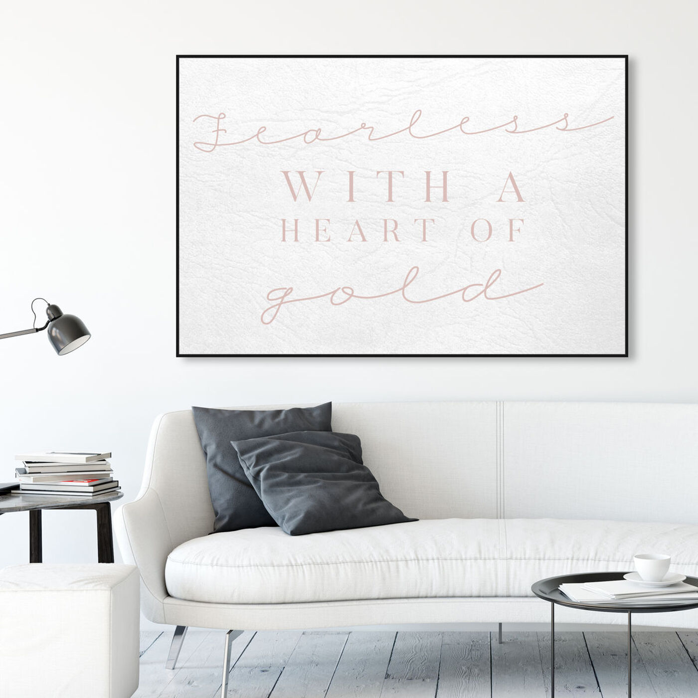 Hanging view of Fearless Blush featuring typography and quotes and love quotes and sayings art.