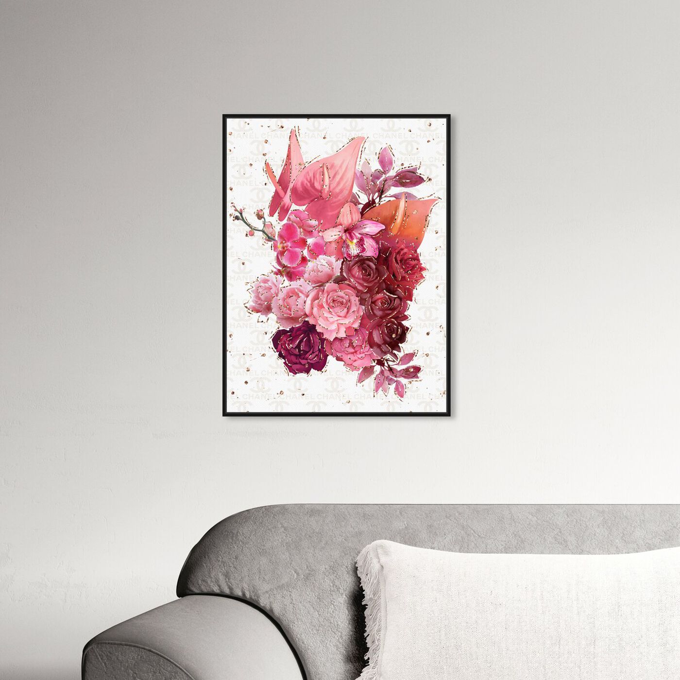 Hanging view of Coco Pink Flowers featuring floral and botanical and florals art.