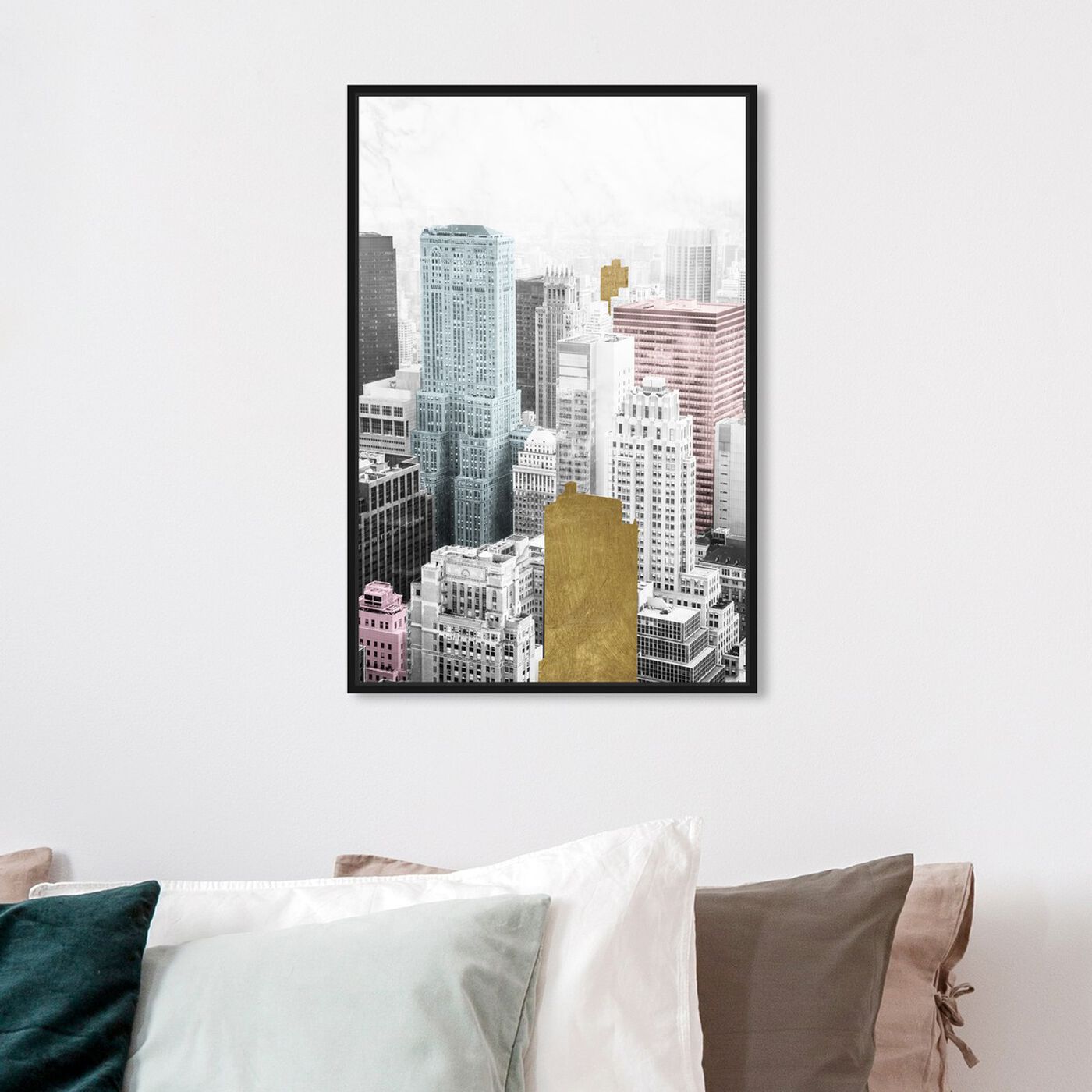 Hanging view of Bright City and Gold featuring cities and skylines and united states cities art.