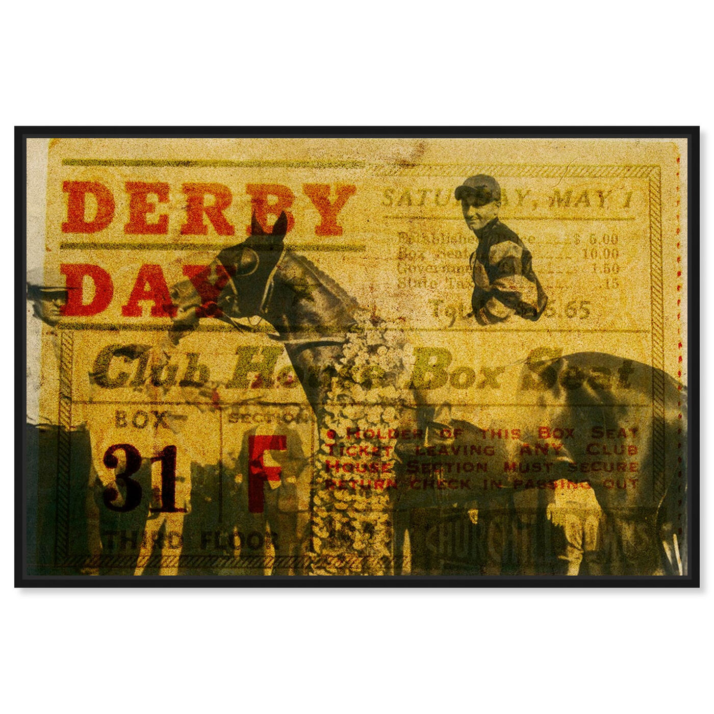 Front view of Derby Day 1943 featuring advertising and posters art.