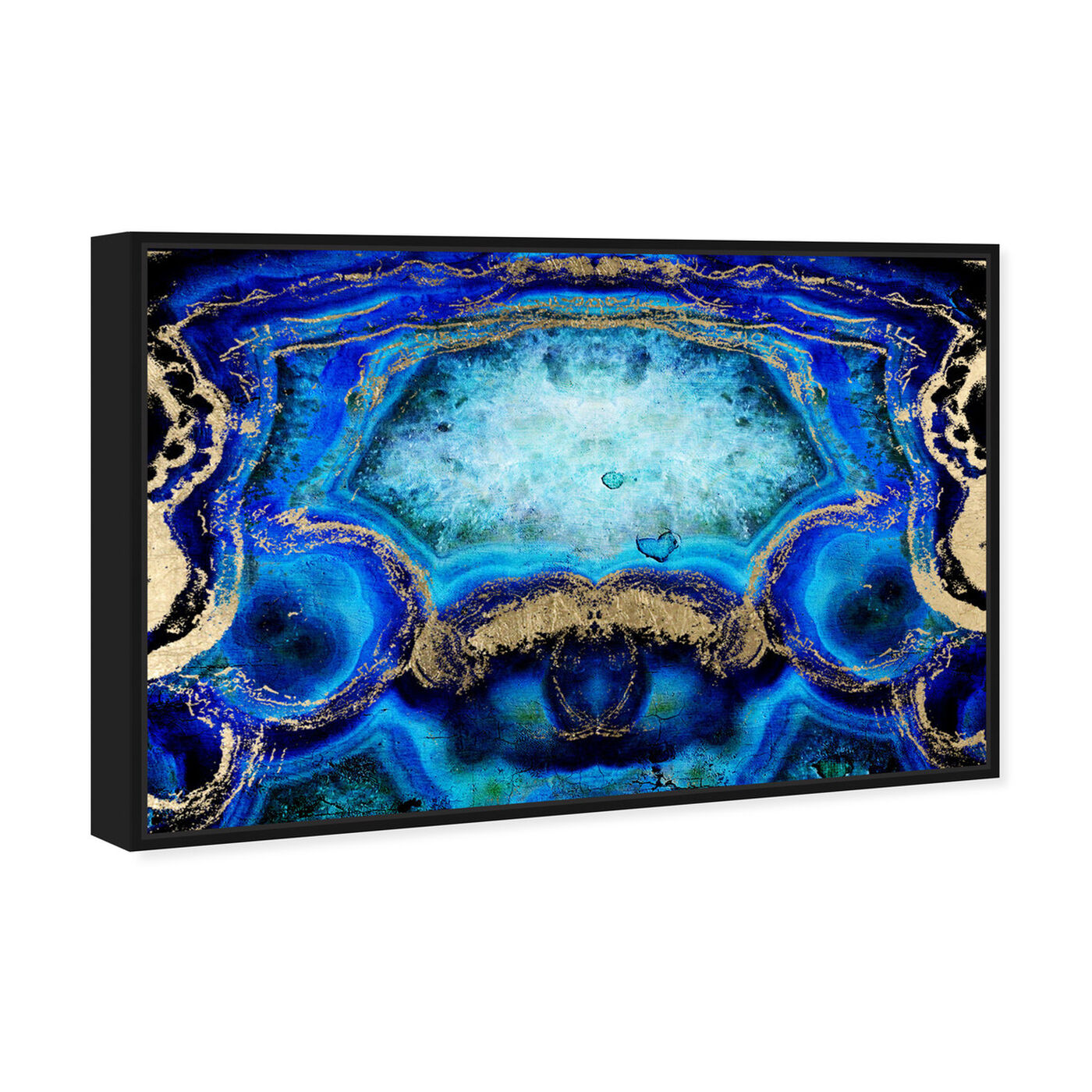 Angled view of Geode Bleu featuring abstract and crystals art.
