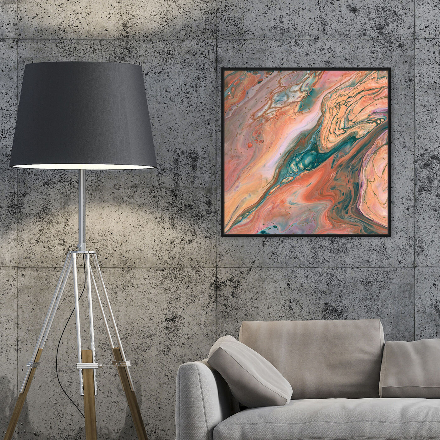 Hanging view of Orange Surreal featuring abstract and paint art.