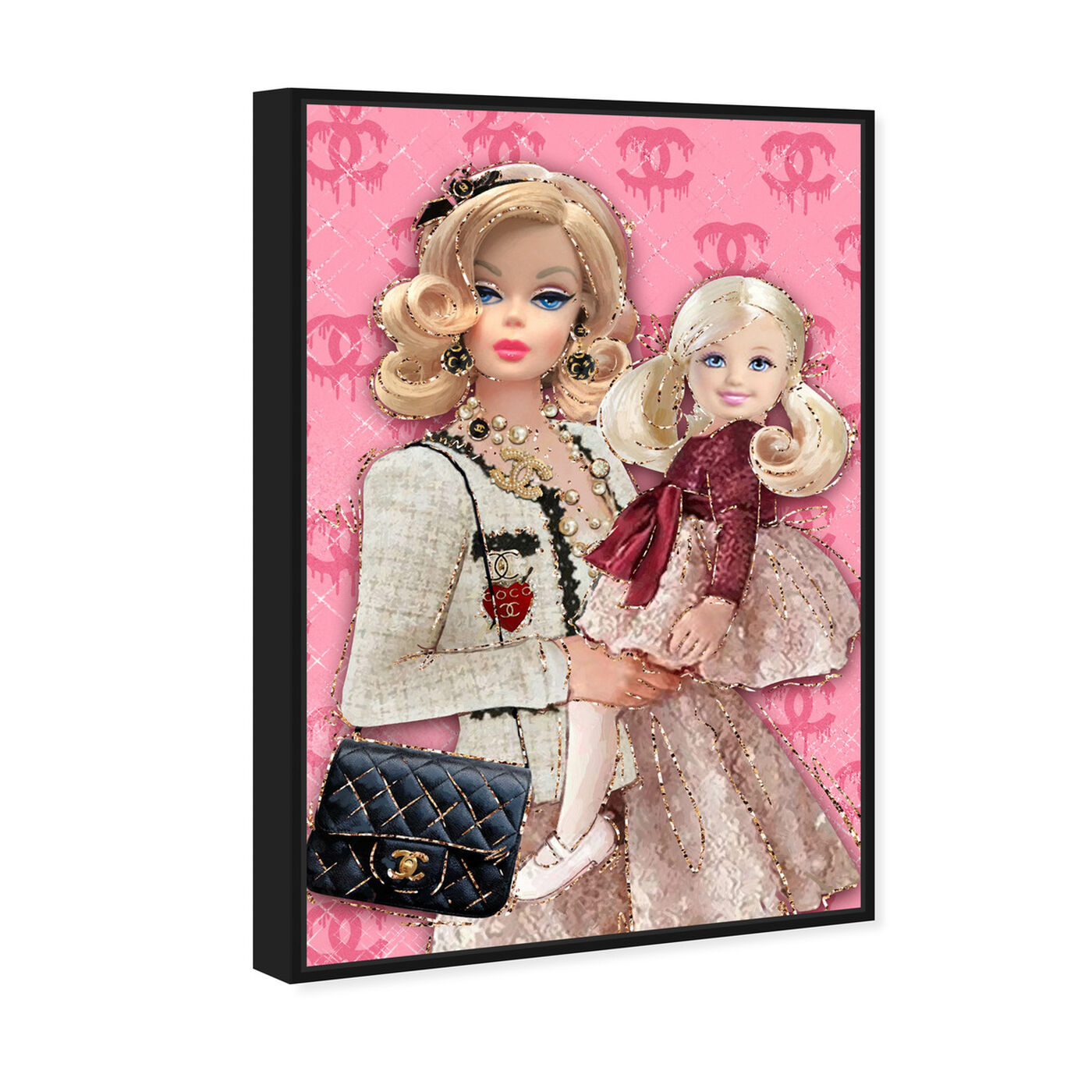 Angled view of Mother and Daughter Fashion Dolls featuring fashion and glam and dolls art.