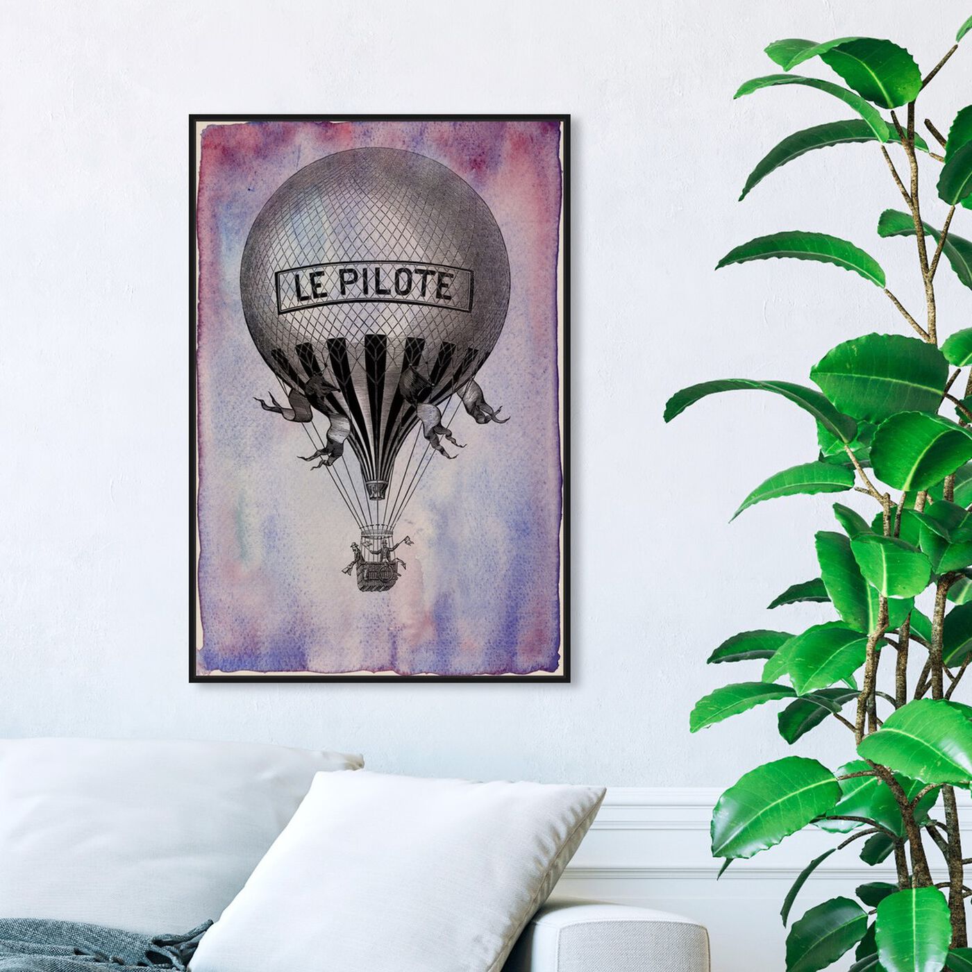 Hanging view of Le Pilote Balloon featuring transportation and air transportation art.
