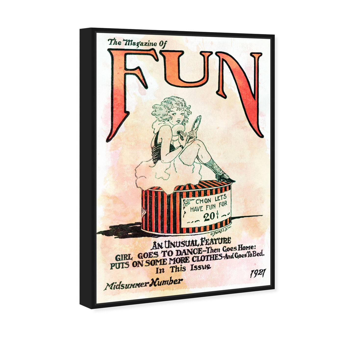 Angled view of Let's Have Fun featuring advertising and comics art.