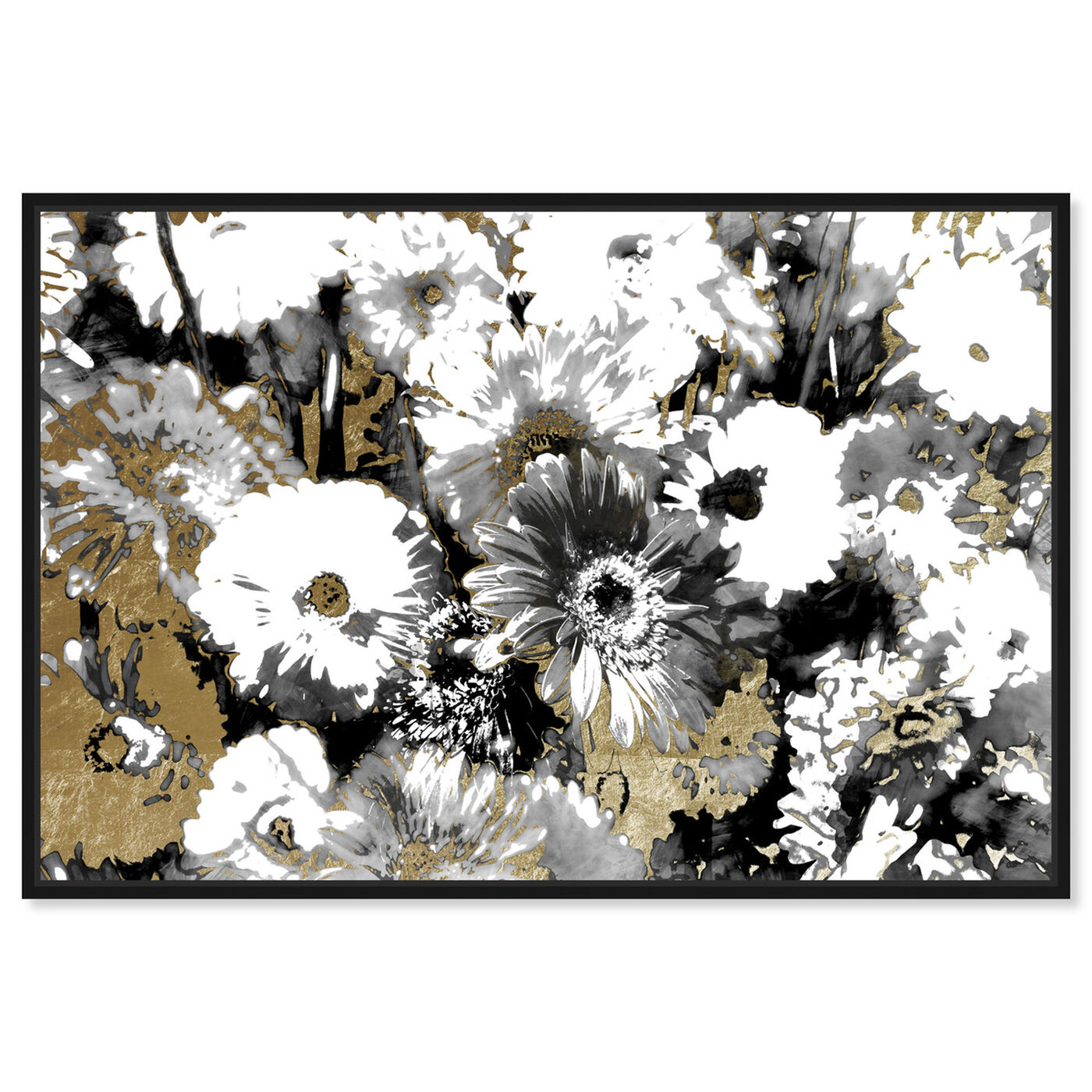 Front view of Golden Floral Adore featuring floral and botanical and gardens art.