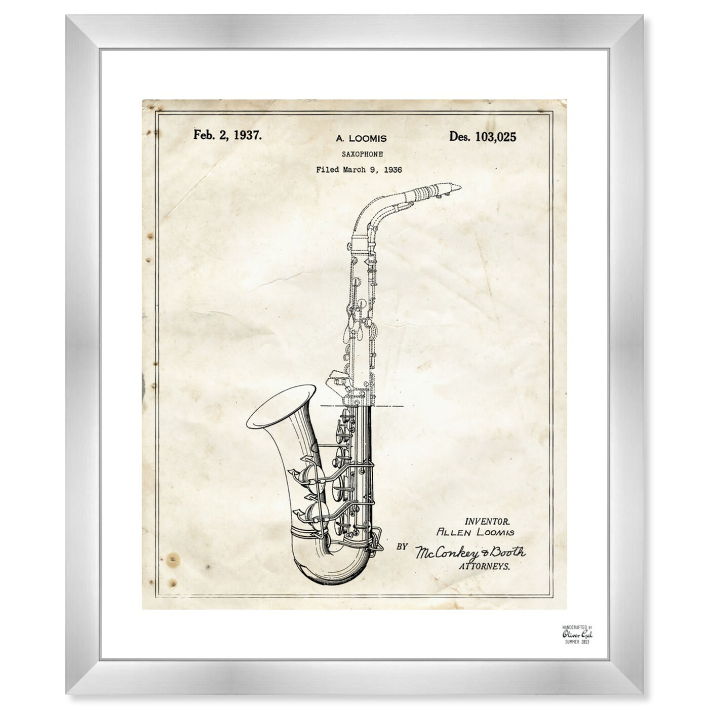 Front view of Saxophone 1937 I featuring music and dance and music instruments art.