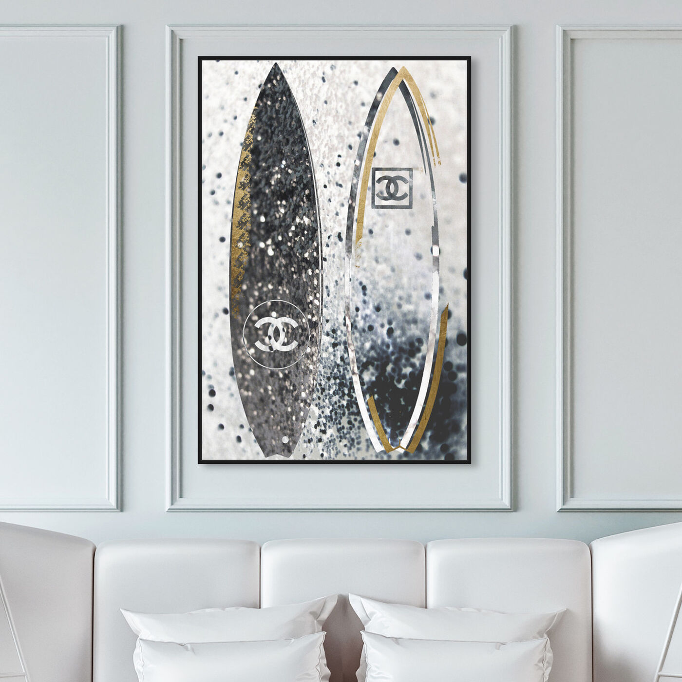 Hanging view of Surfing Duo Coco featuring fashion and glam and lifestyle art.