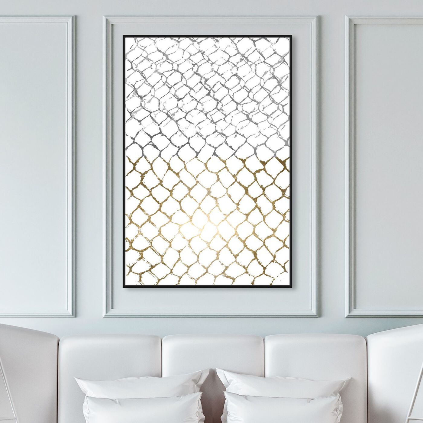 Hanging view of Organic Net featuring abstract and geometric art.