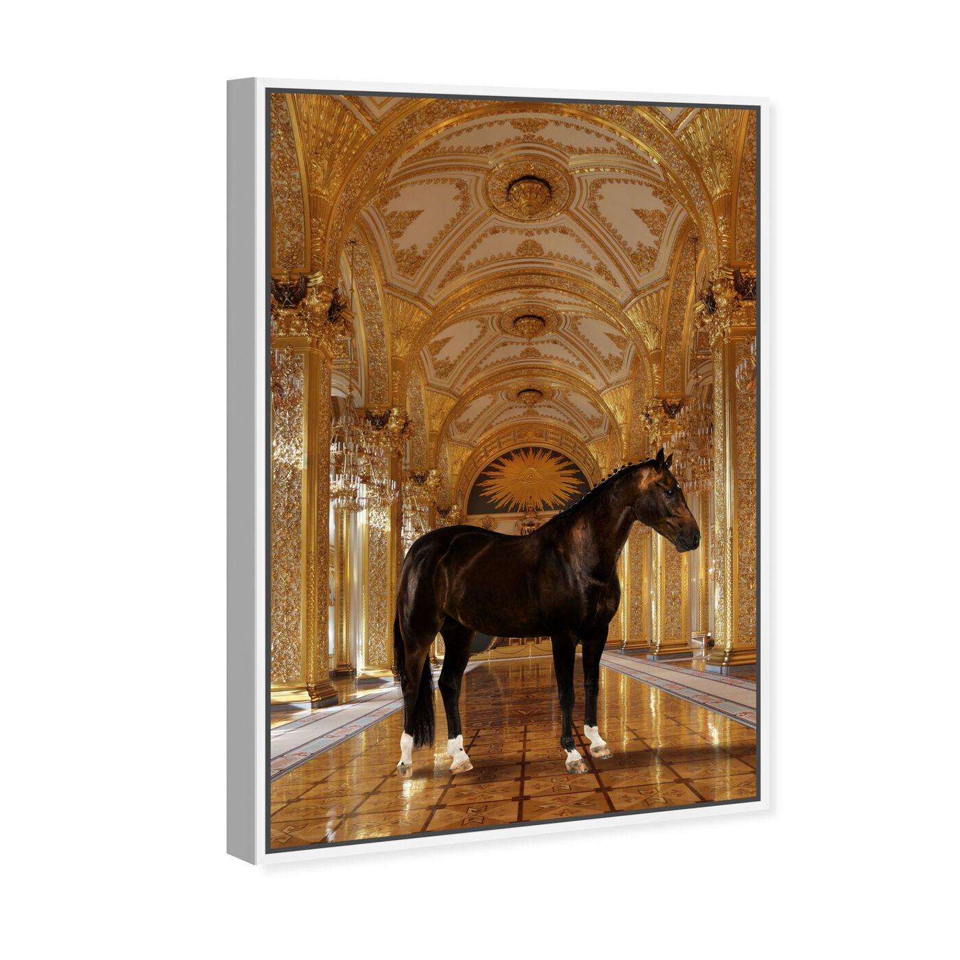 Angled view of Regal Gold featuring animals and farm animals art.
