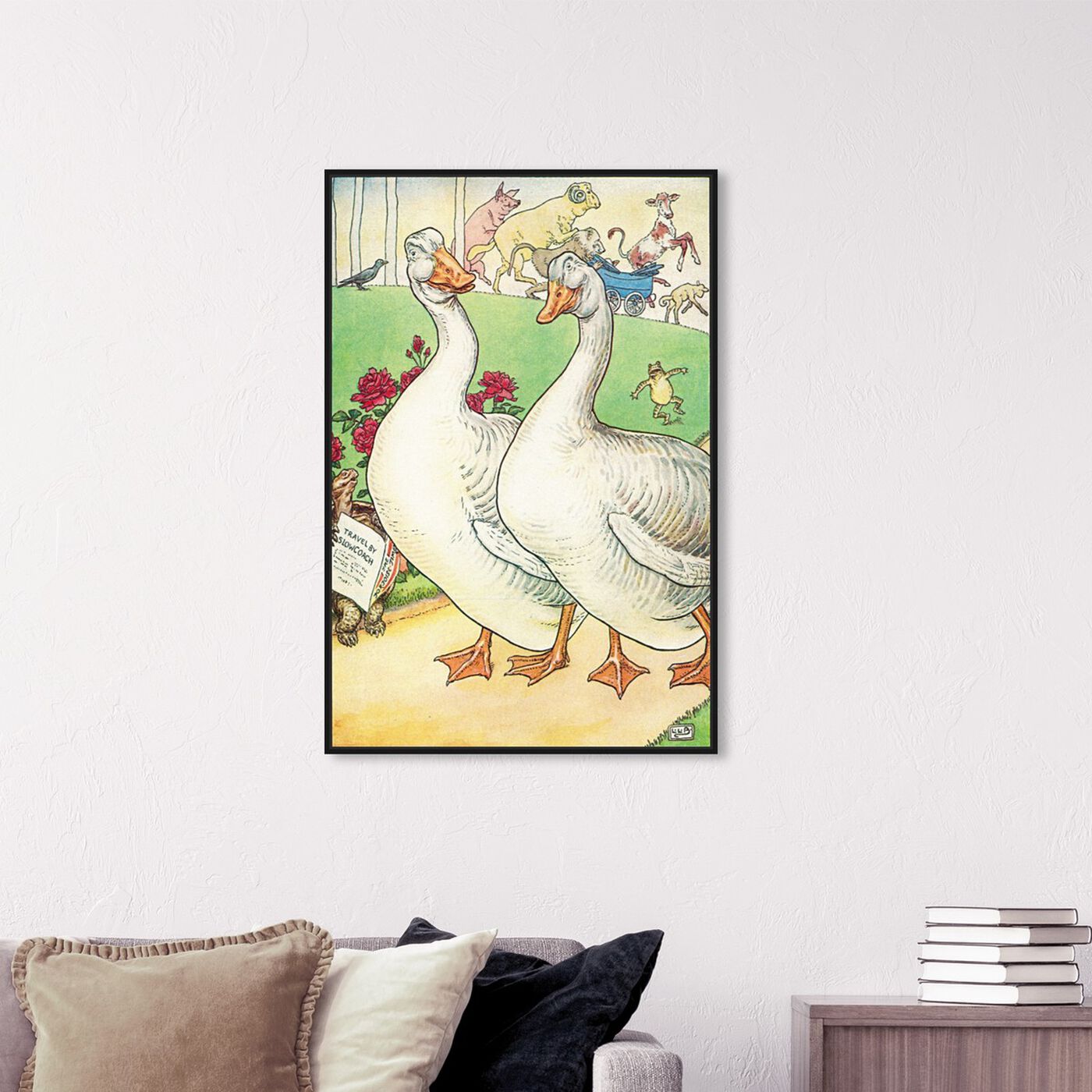 Hanging view of Gander and Goose featuring animals and birds art.