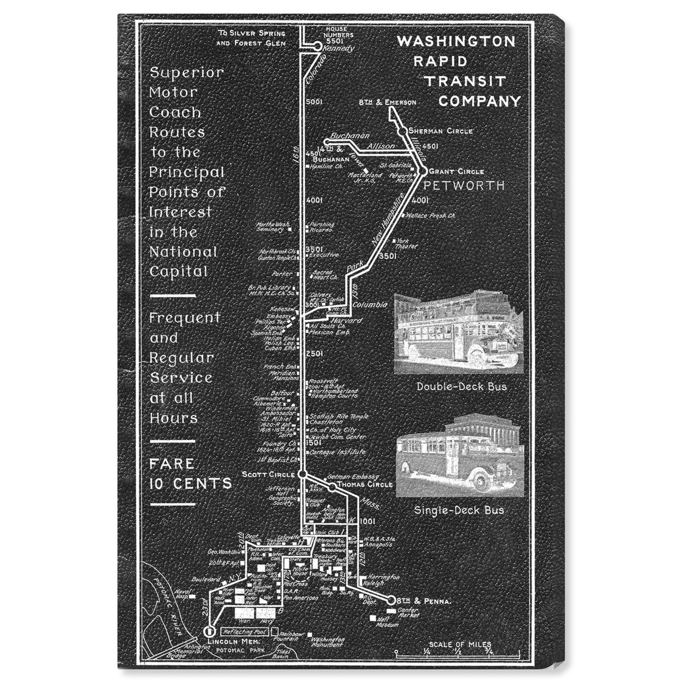 Front view of Washington Rapid Transit Co. Map 1927 featuring maps and flags and transit map art.