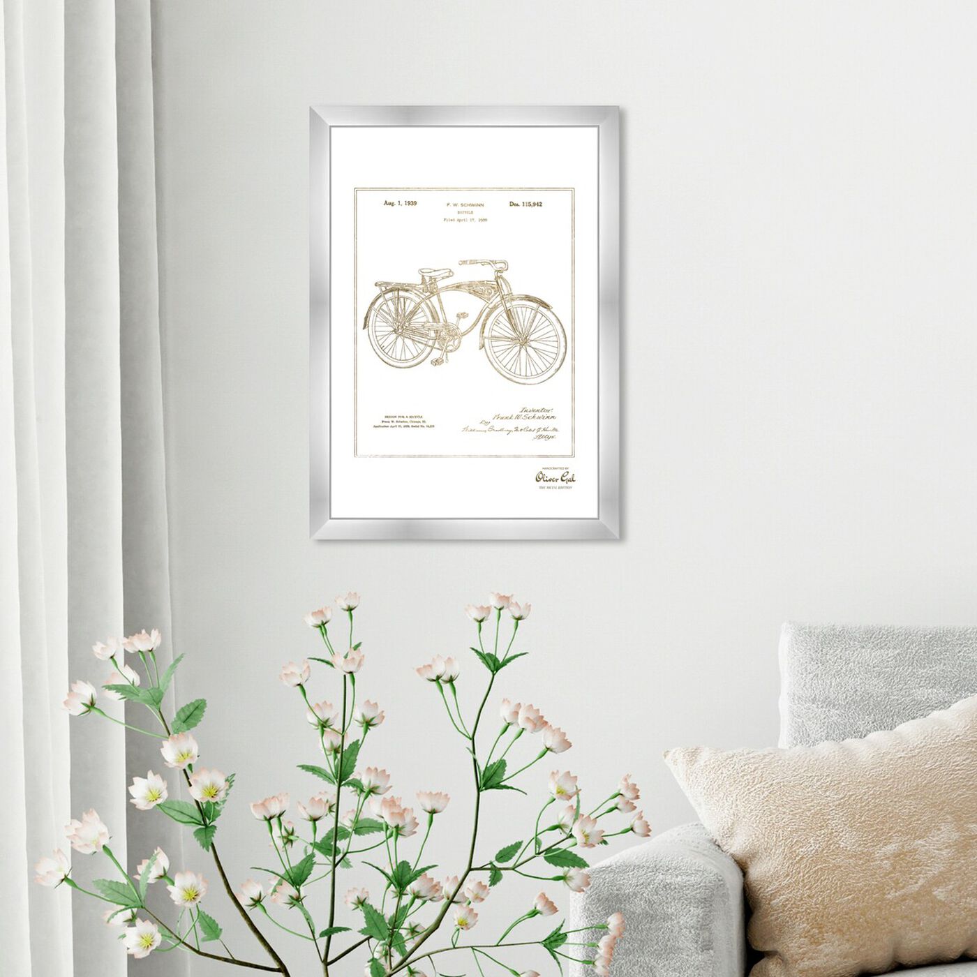 Hanging view of Schwinn Bicycle Gold featuring transportation and motorcycles art.
