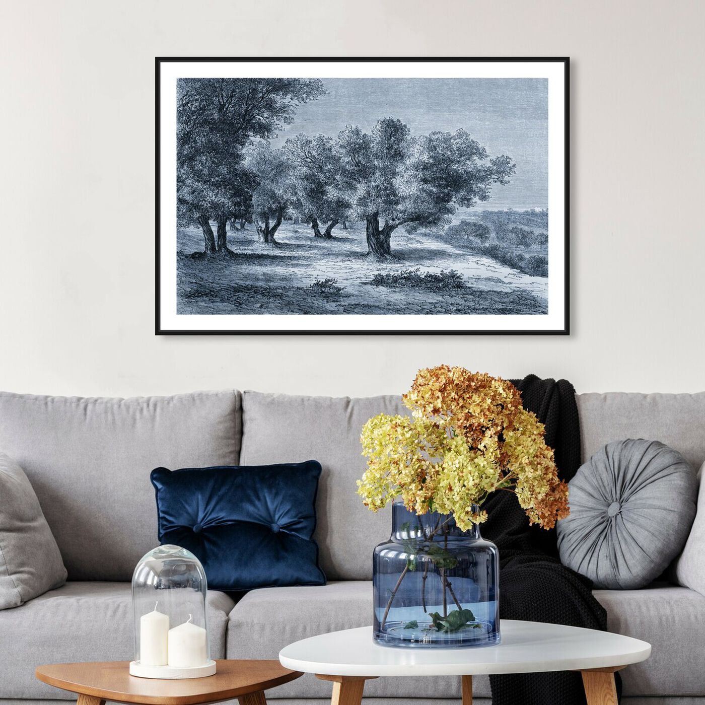 Hanging view of Olive Grove 1860 Engraving featuring nature and landscape and forest landscapes art.