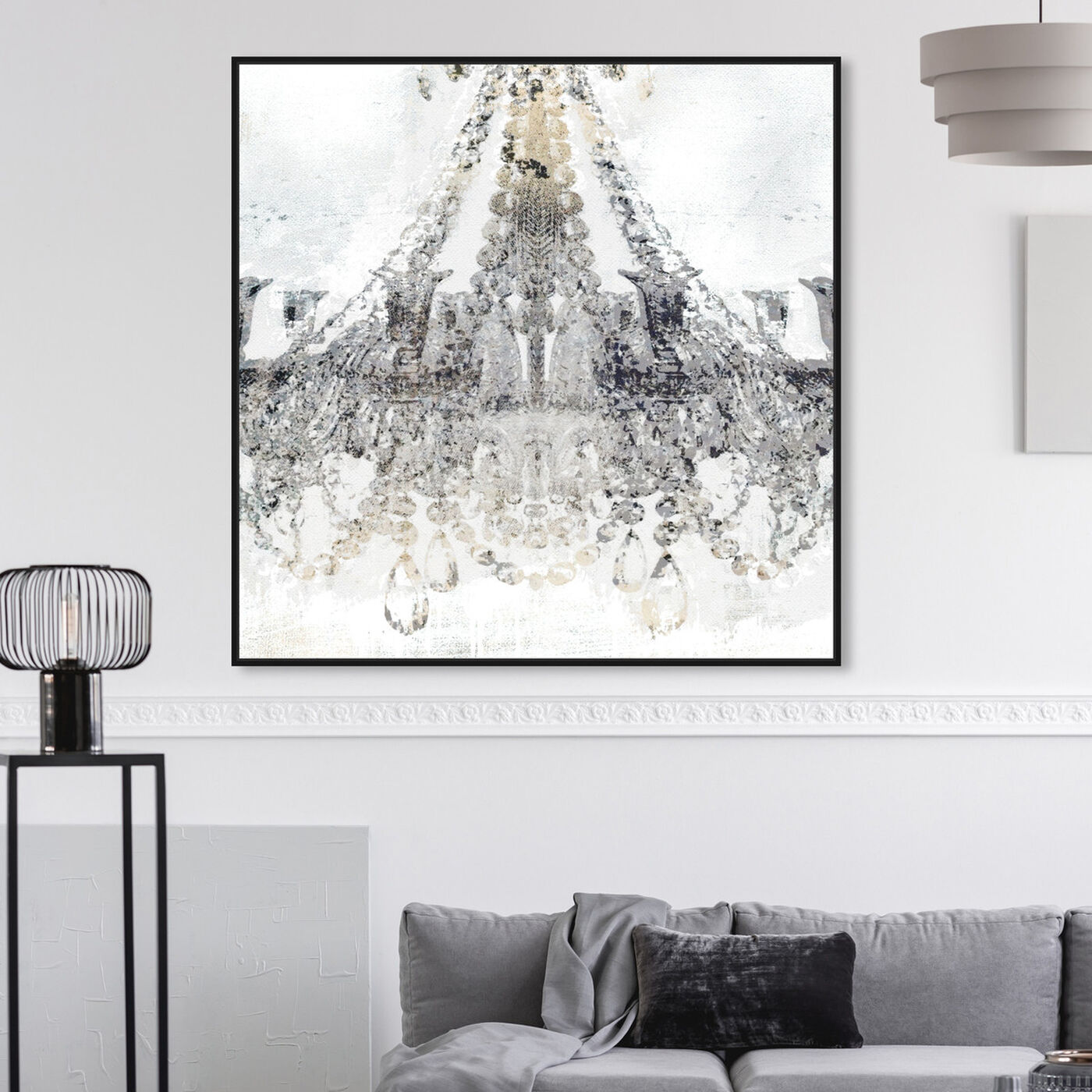 Hanging view of White Gold Diamonds Square featuring fashion and glam and chandeliers art.