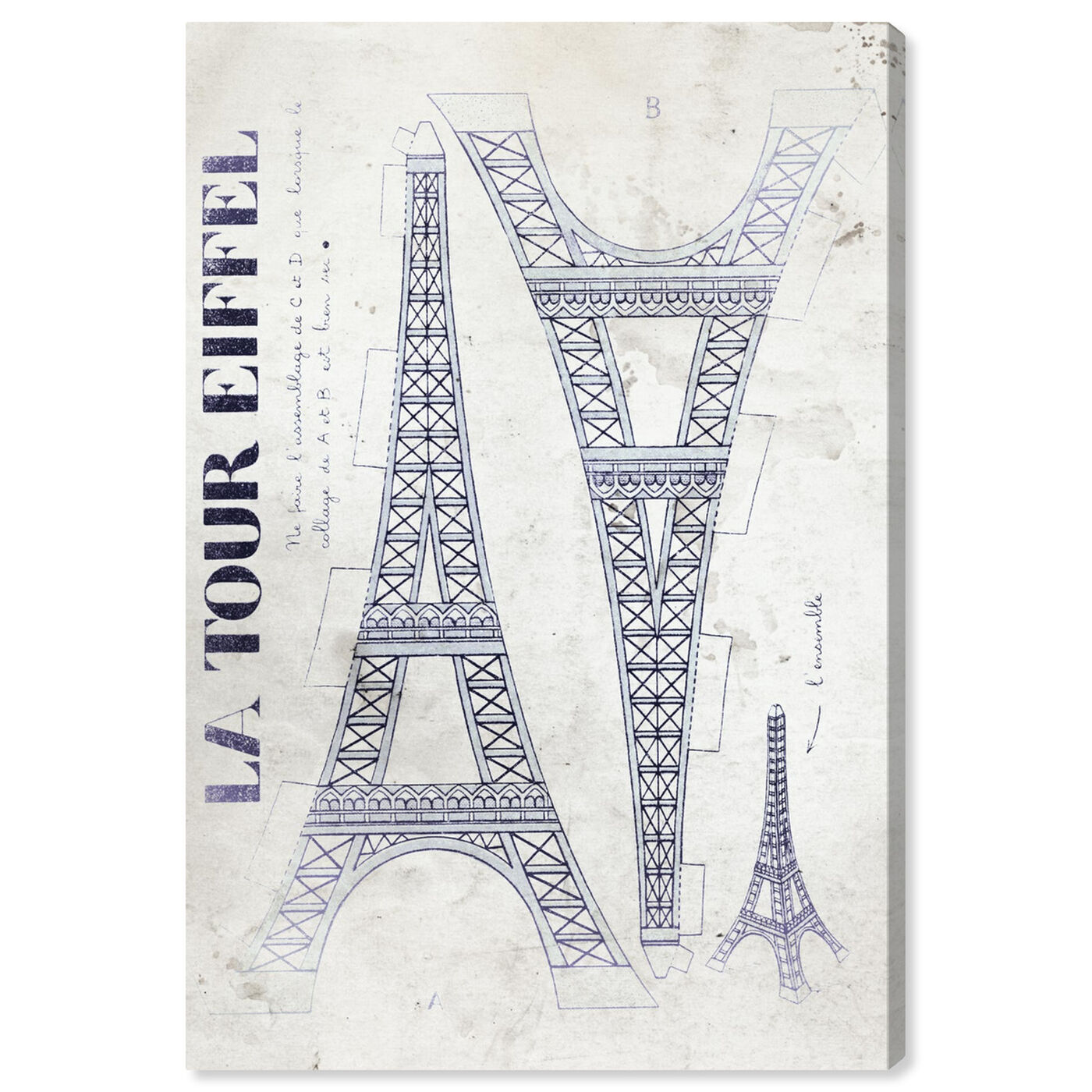 Front view of La Tour Eiffel Monochrome featuring architecture and buildings and european buildings art.