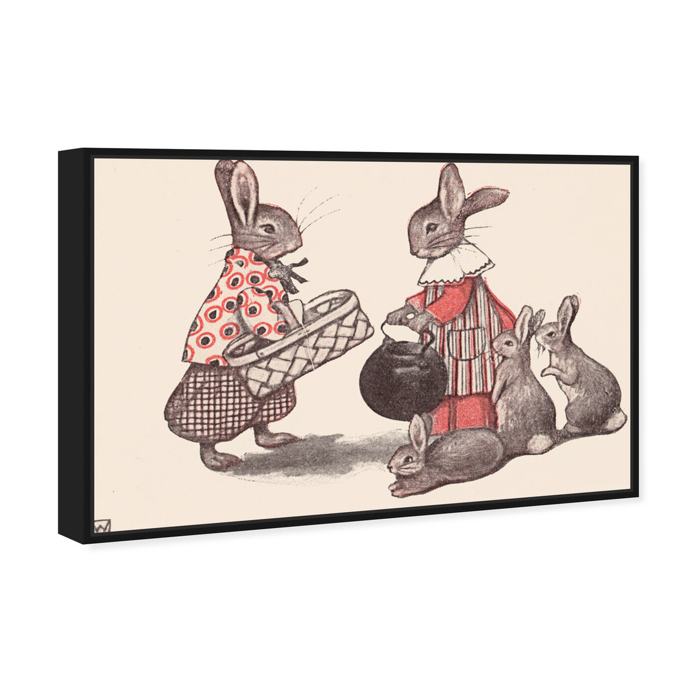 Angled view of Rabbit Family featuring animals and farm animals art.