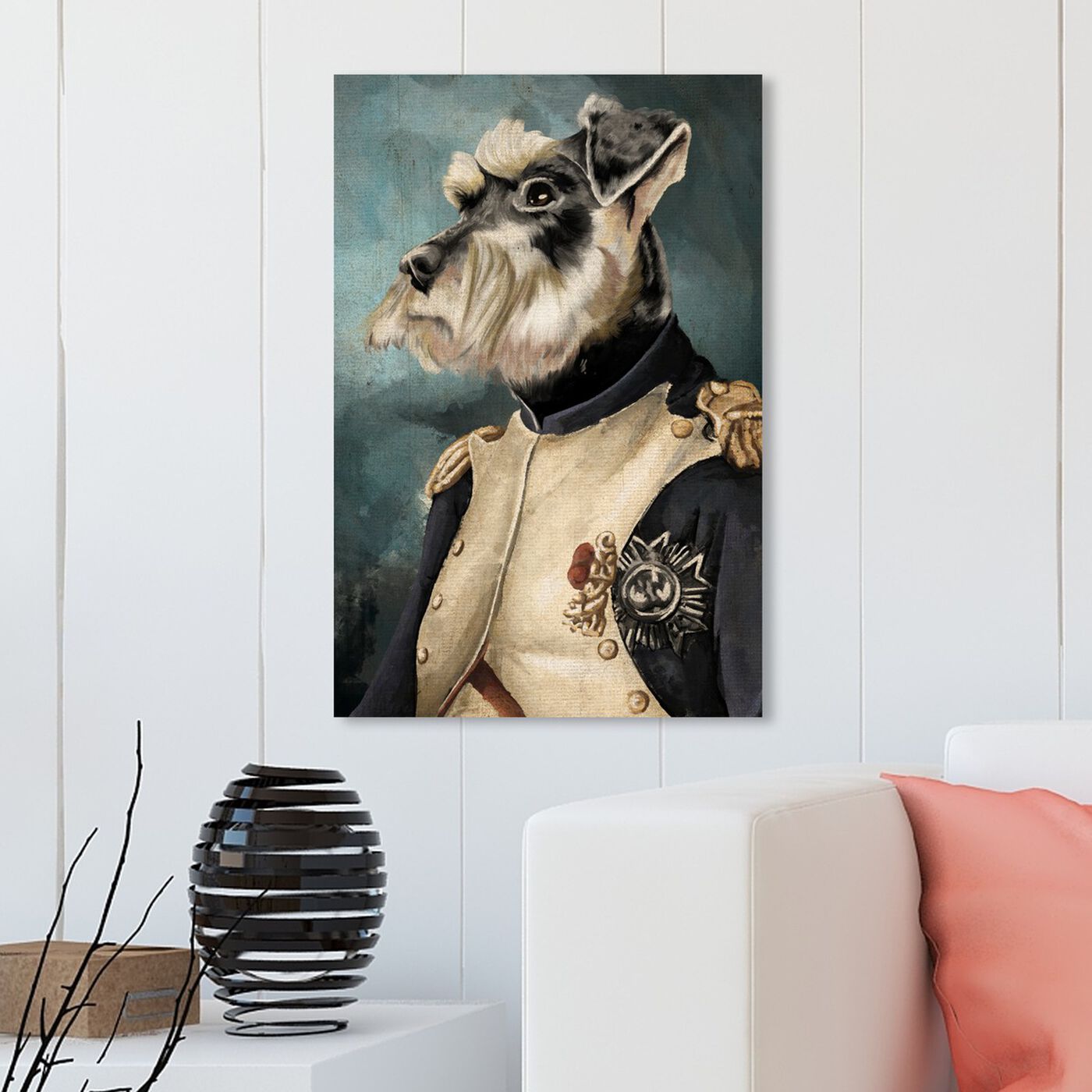Hanging view of Sargent Schnauzer featuring animals and dogs and puppies art.