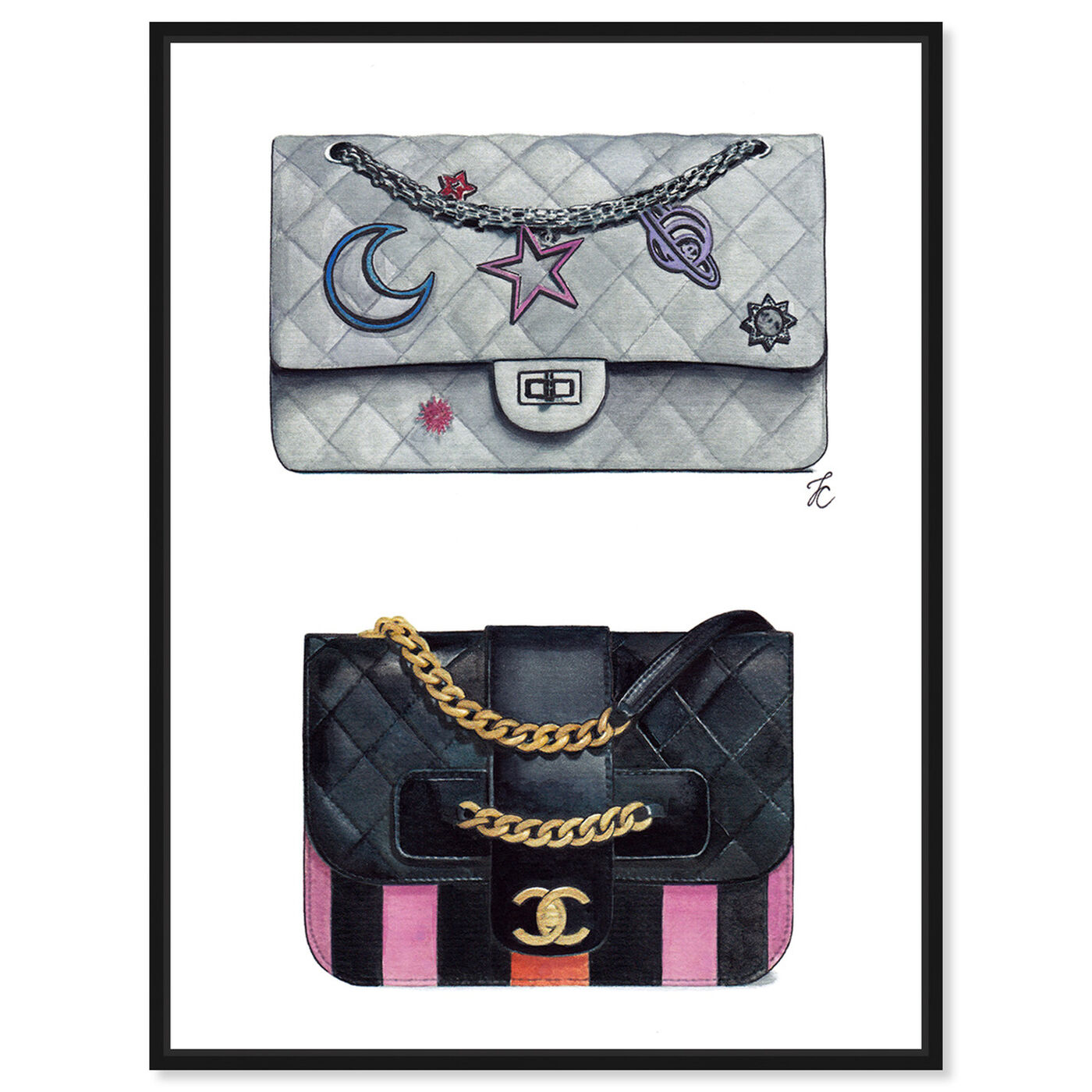 Front view of Doll Memories - Iconic Bag Beauty featuring fashion and glam and handbags art.