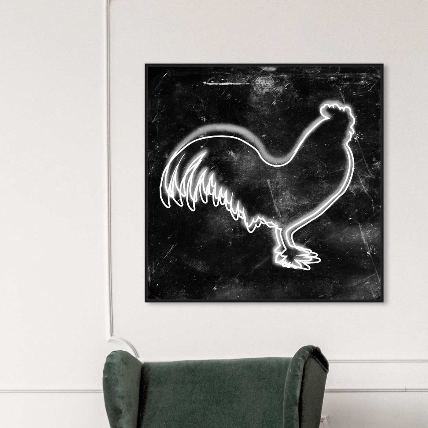 Hanging view of Rooster featuring animals and farm animals art.