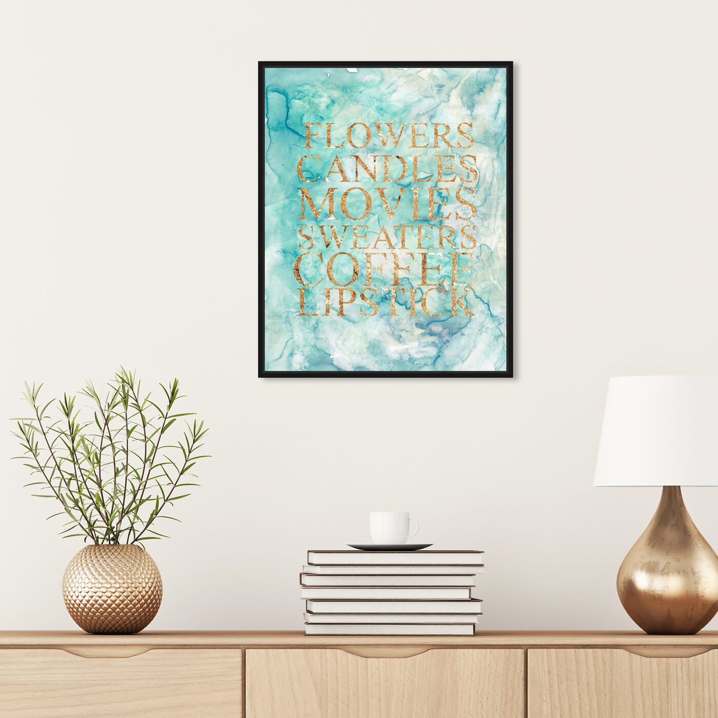 Hanging view of Happy Things featuring typography and quotes and fashion quotes and sayings art.