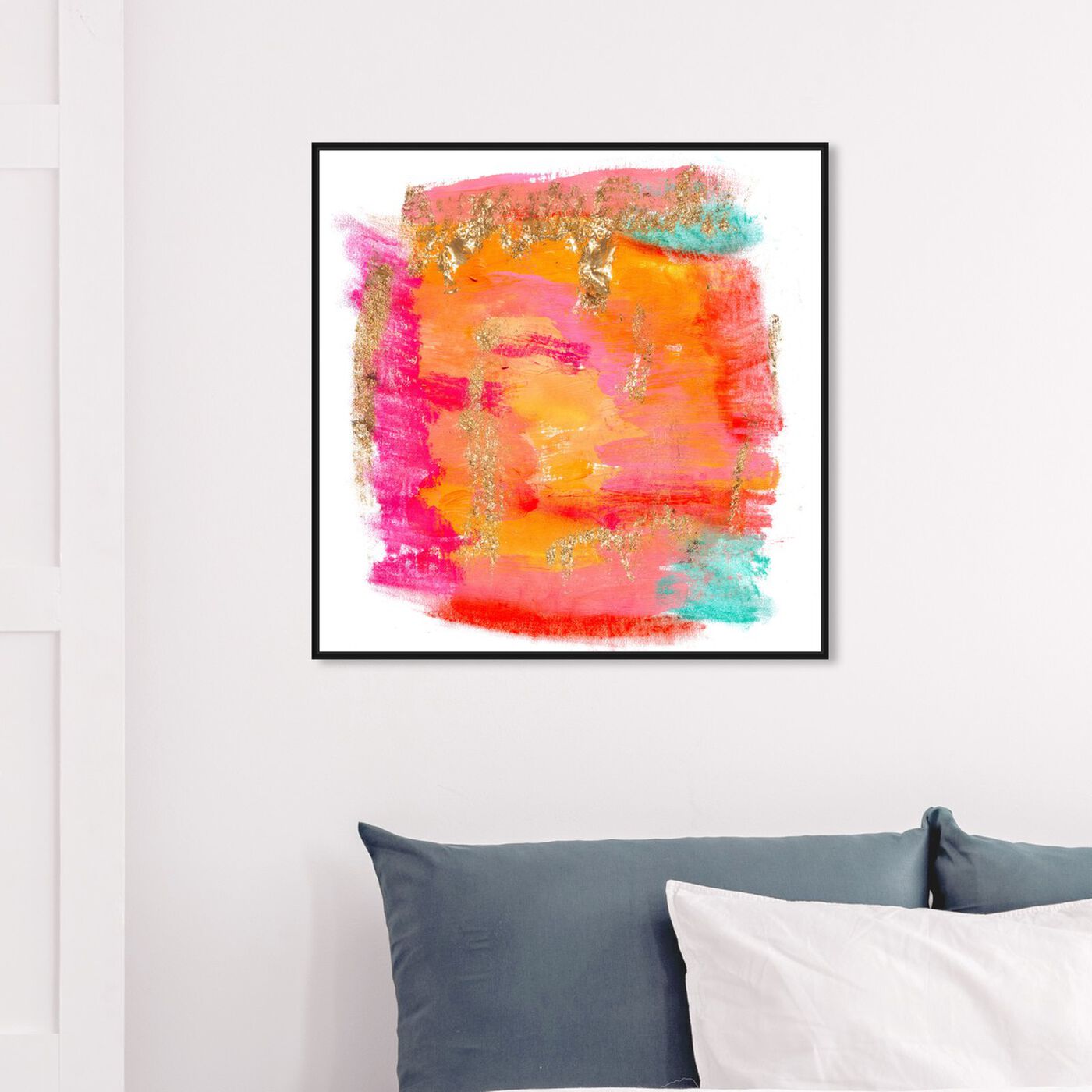 Hanging view of New Yorker in Spring featuring abstract and watercolor art.