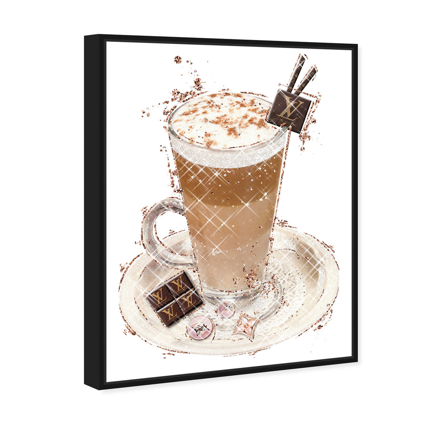 Angled view of Vanilla Cocoa Frappe featuring drinks and spirits and coffee art.