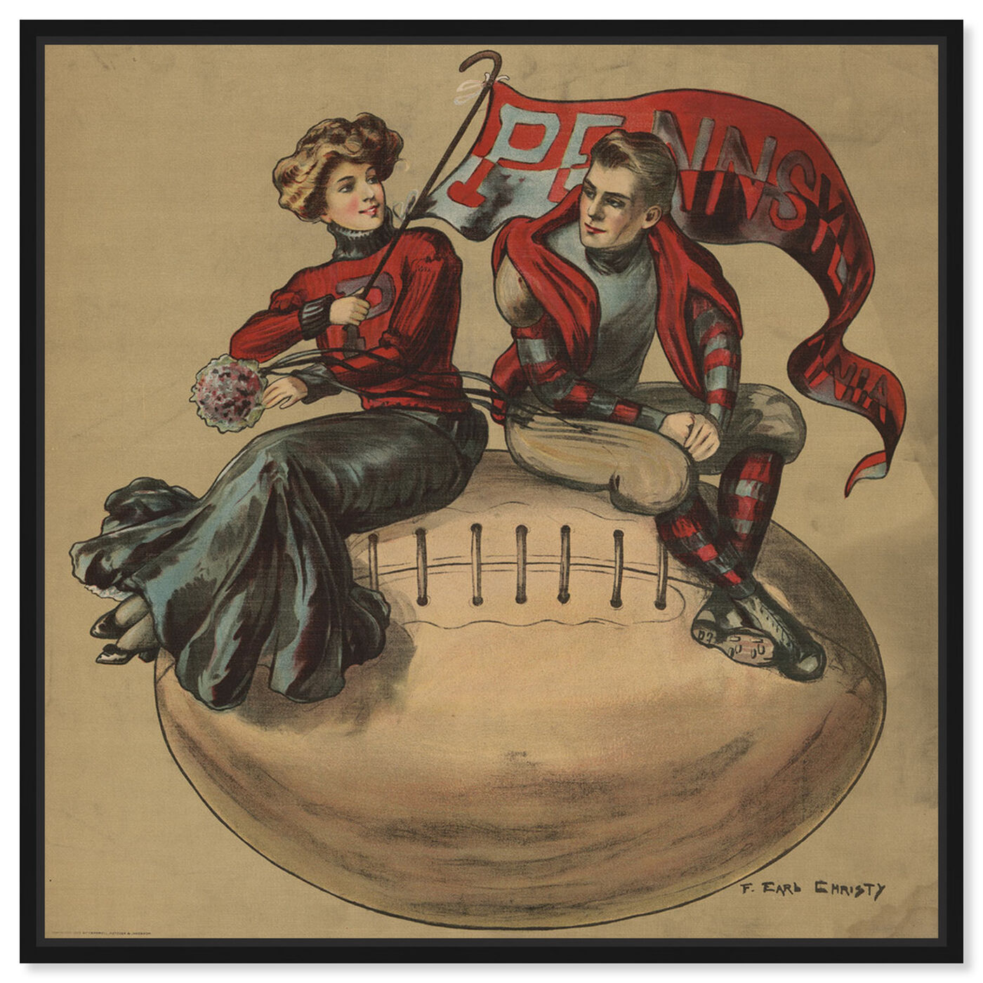 Front view of Pennsylvania Vintage College Football featuring sports and teams and football art.
