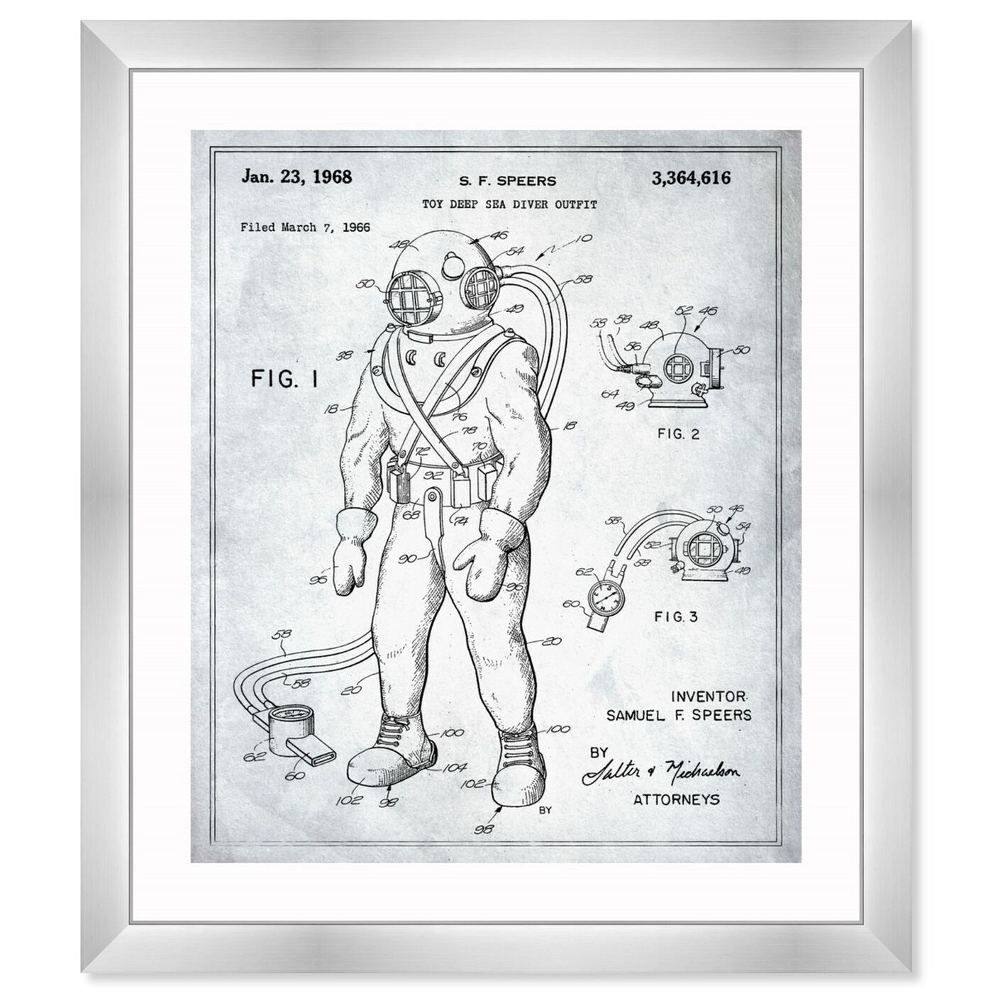 Front view of Toy Deep Sea Diver Outfit 1968 featuring nautical and coastal and nautical sports art.