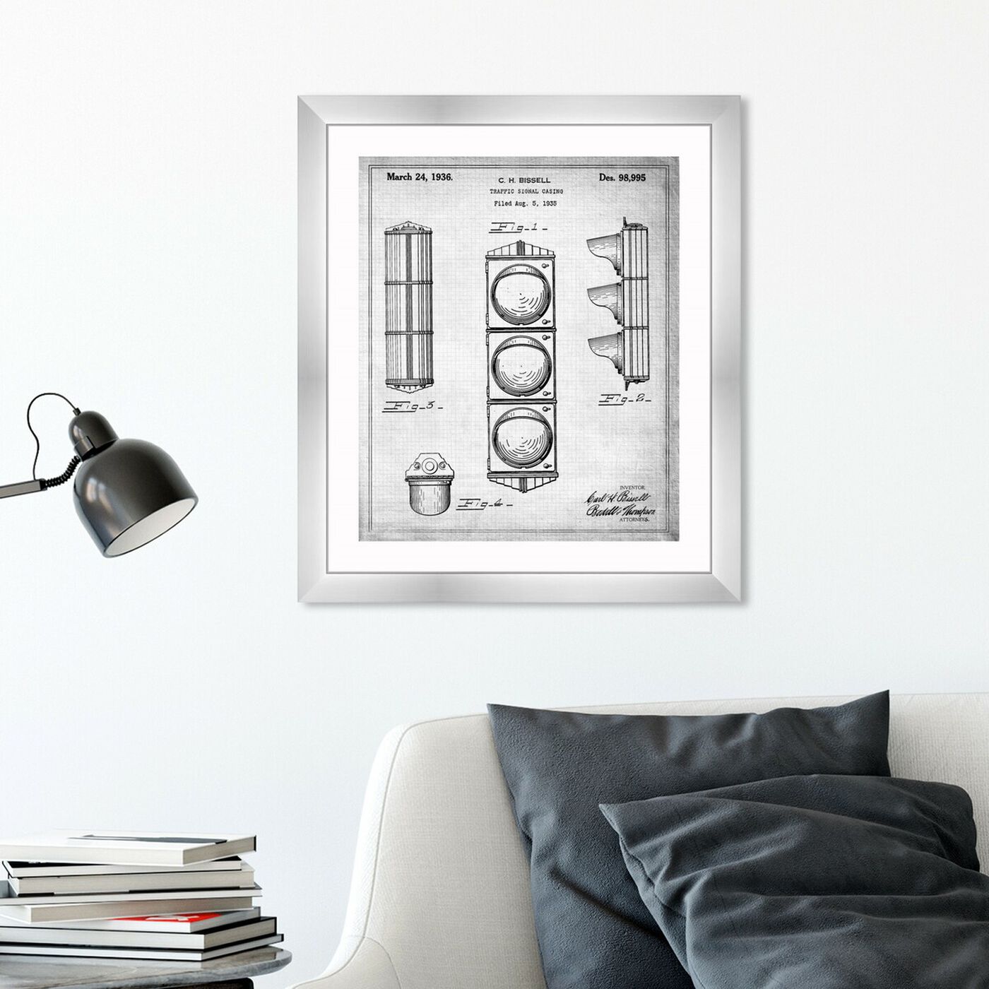 Hanging view of Traffic Signal Casing 1936 featuring transportation and structures art.