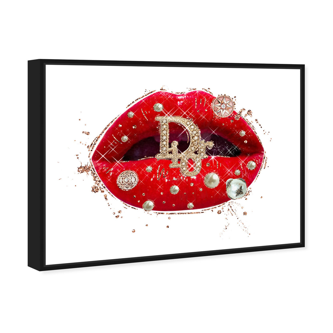 Angled view of Pearls on Red Lips featuring fashion and glam and lips art.
