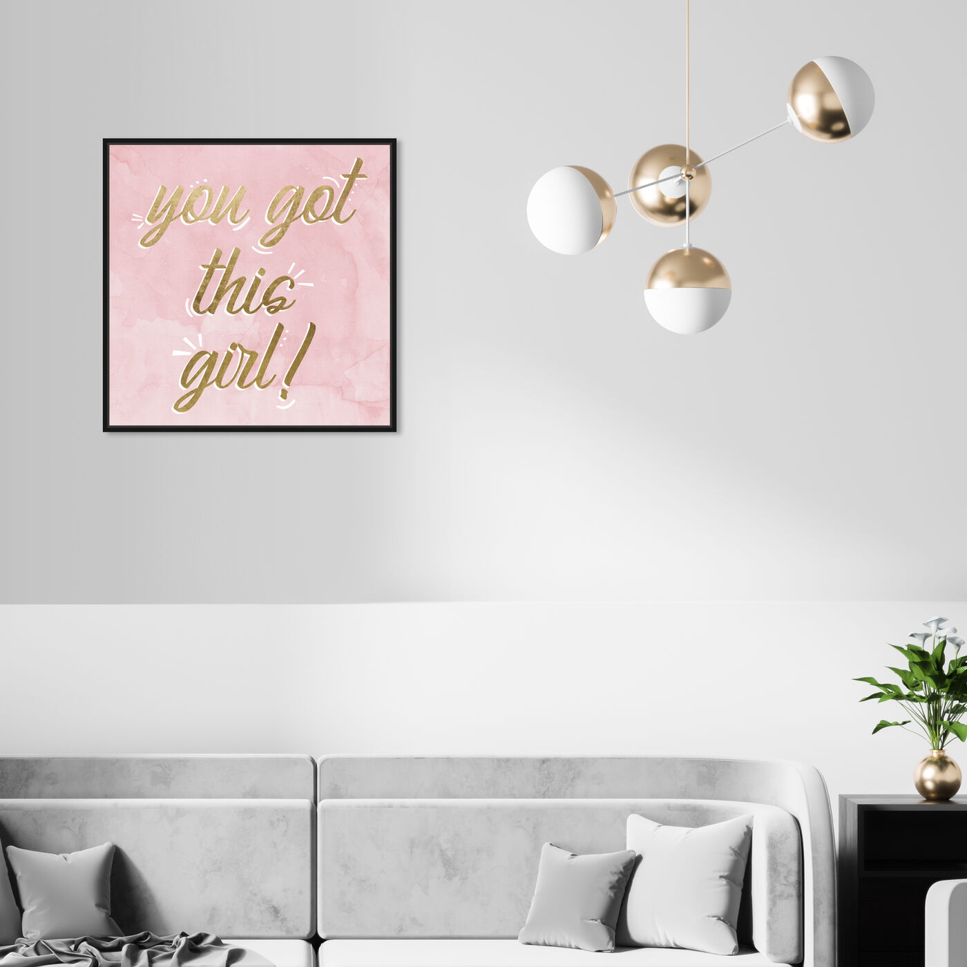 Hanging view of You Got This Girl Linework featuring typography and quotes and empowered women quotes and sayings art.