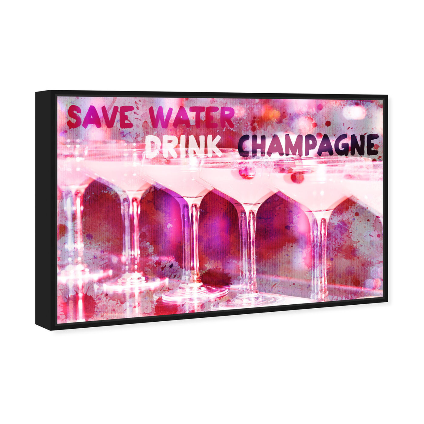 Angled view of Save Water featuring drinks and spirits and champagne art.