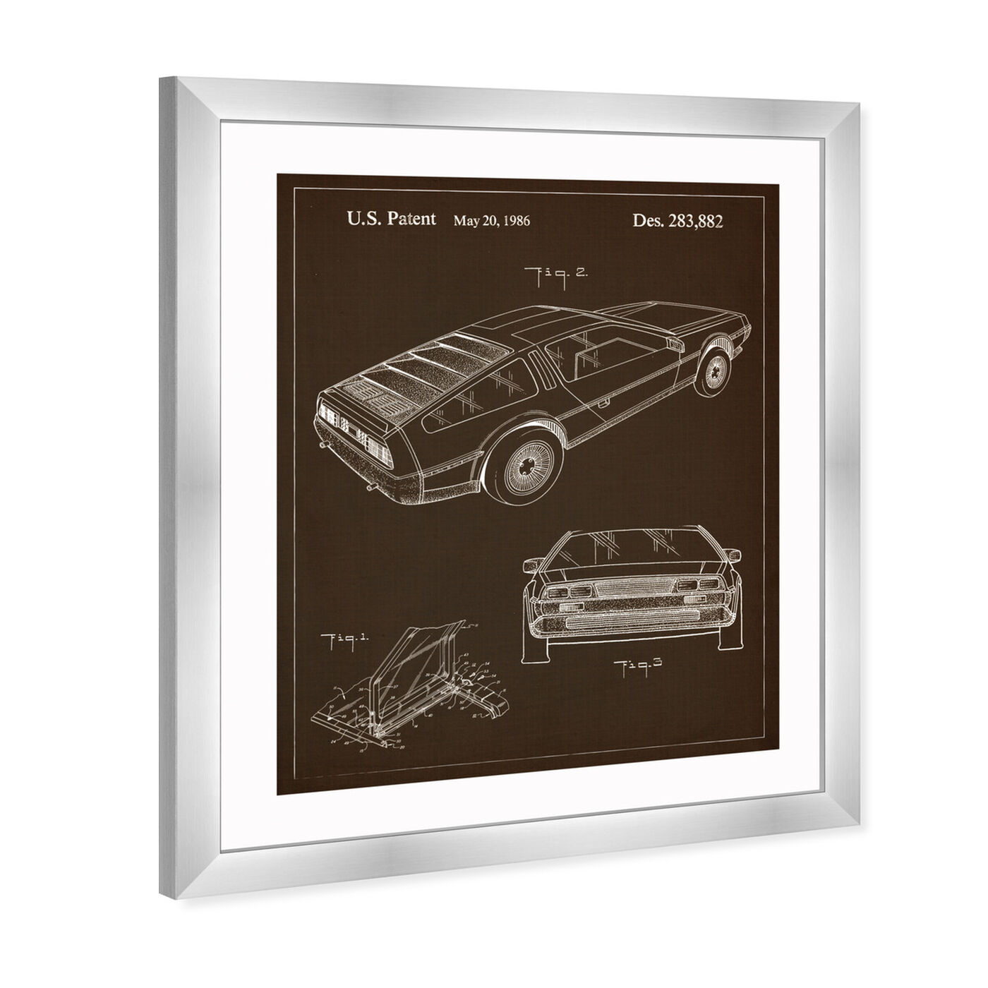 Angled view of Delorean, 1986 I featuring movies and tv and science fiction art.