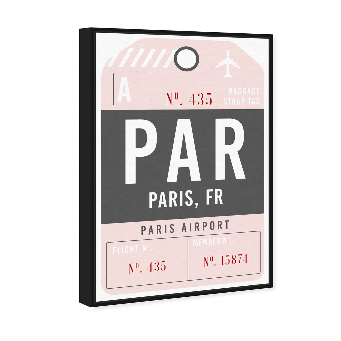 Angled view of Paris Airport Luggage Tag featuring typography and quotes and travel quotes and sayings art.