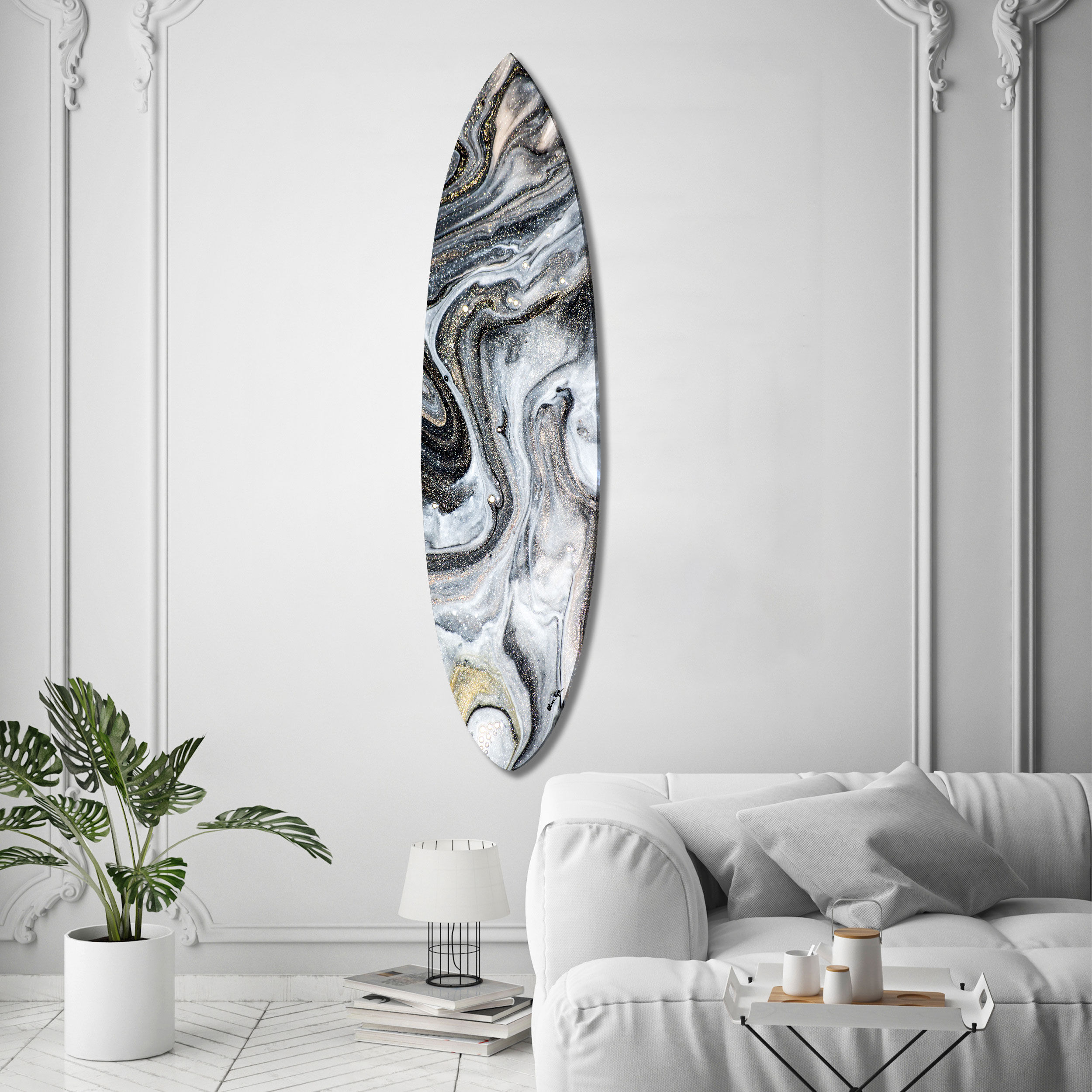 Marbled Gold Surfboard | Wall Art by The Oliver Gal