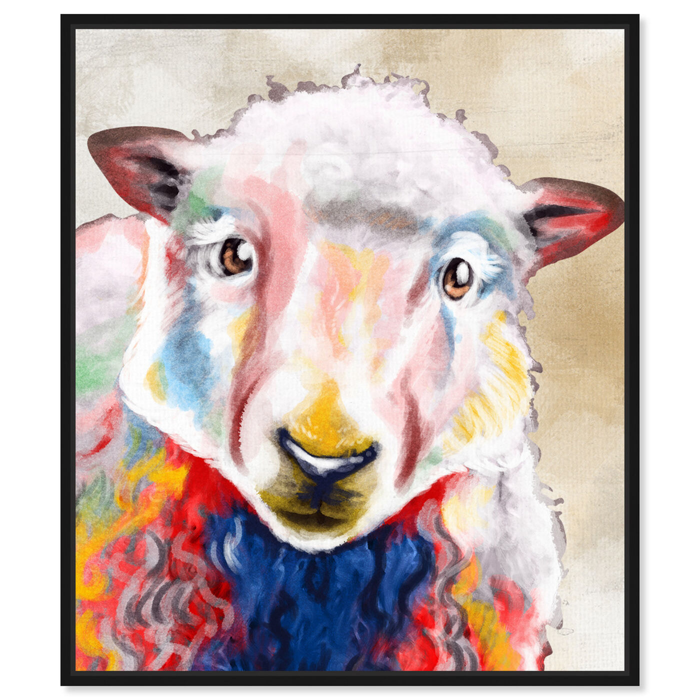 Front view of Color Splash Sheep featuring animals and farm animals art.