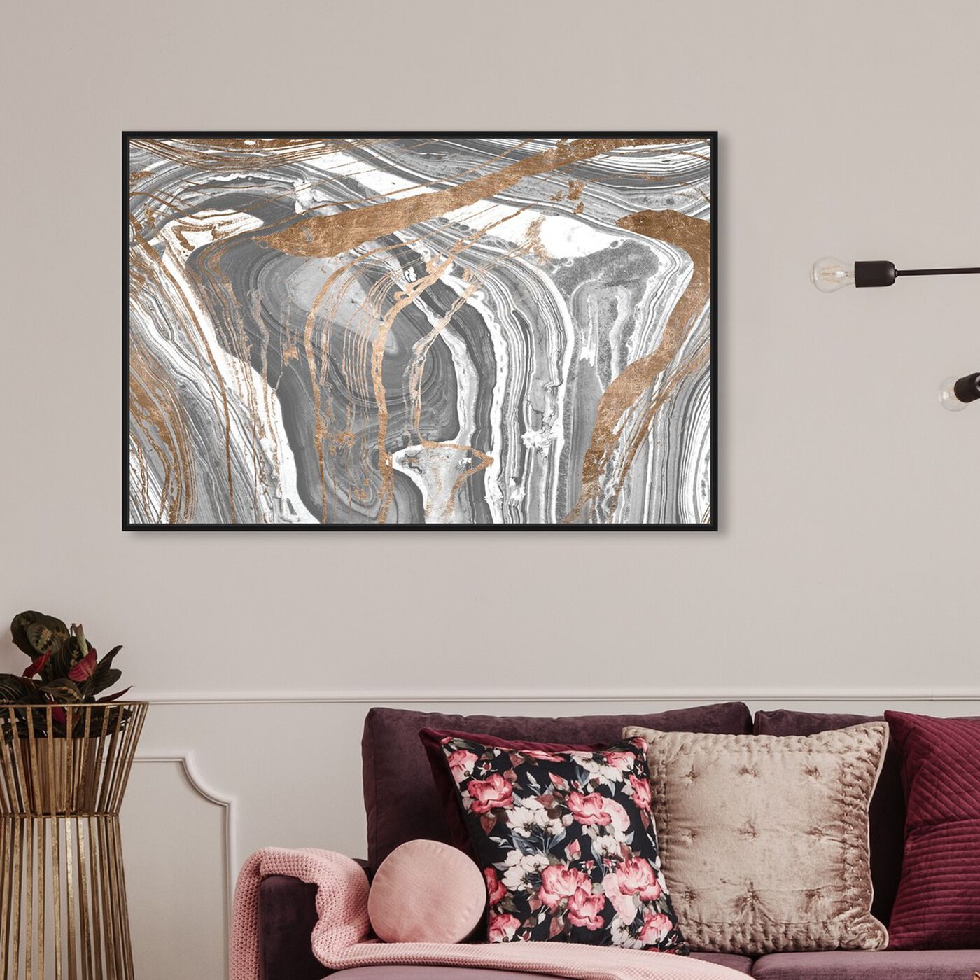 Hanging view of Marble Copper featuring abstract and crystals art.