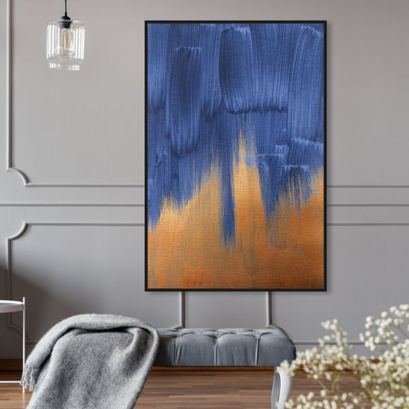 Hanging view of Starry Night in Copper featuring abstract and paint art.