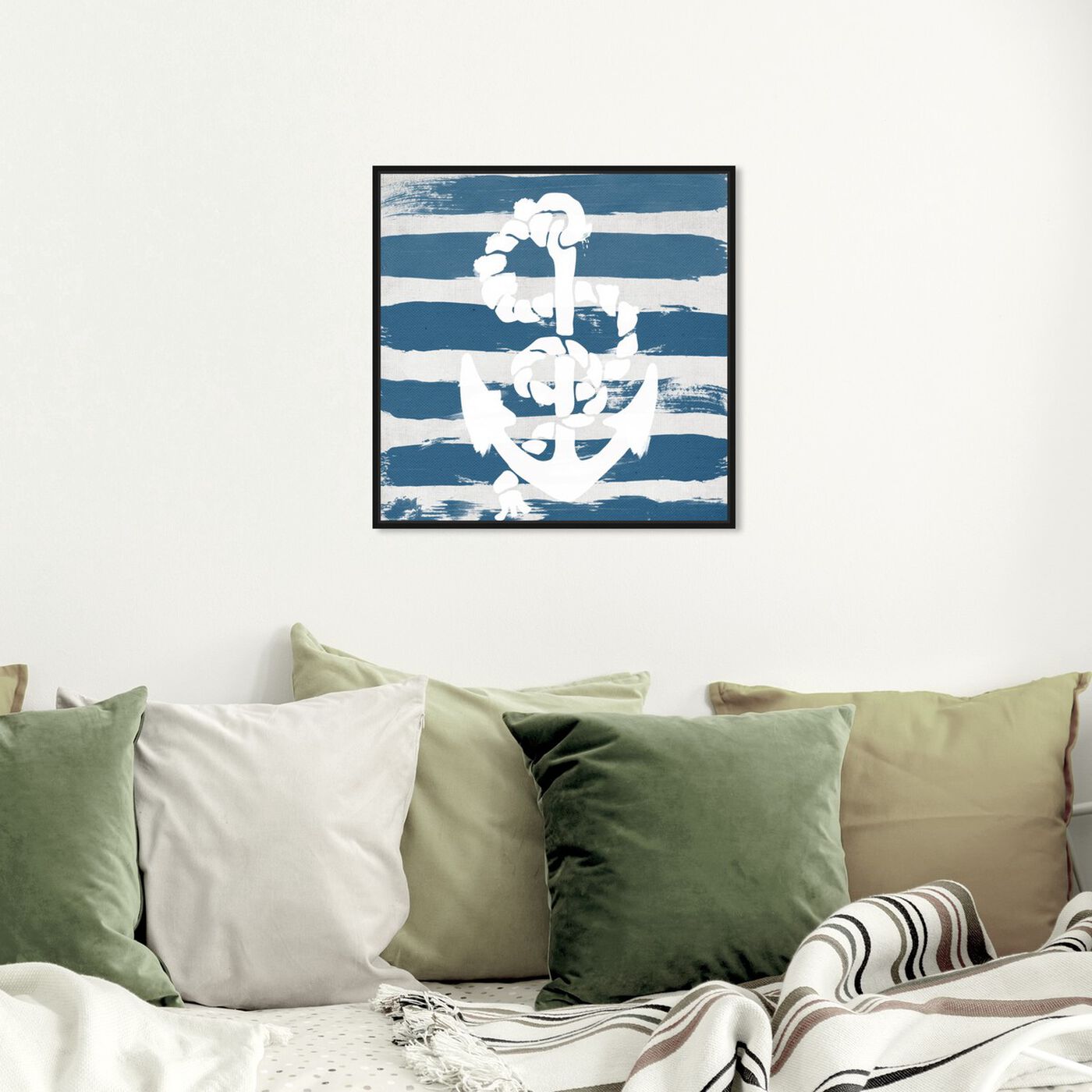 Hanging view of Anchored to the Ocean Blue featuring nautical and coastal and nautical watercrafts art.