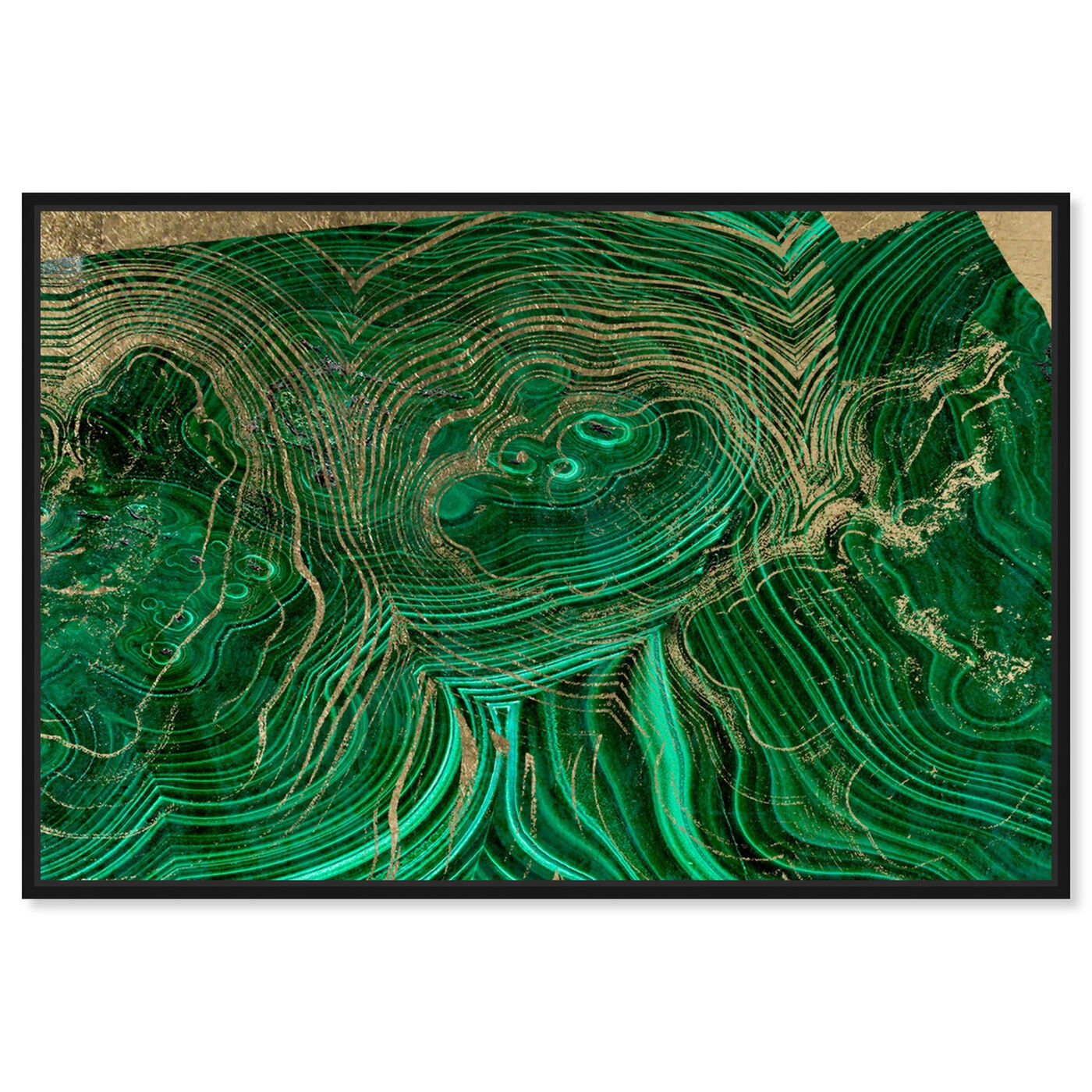 Front view of Emerald Agate featuring abstract and crystals art.