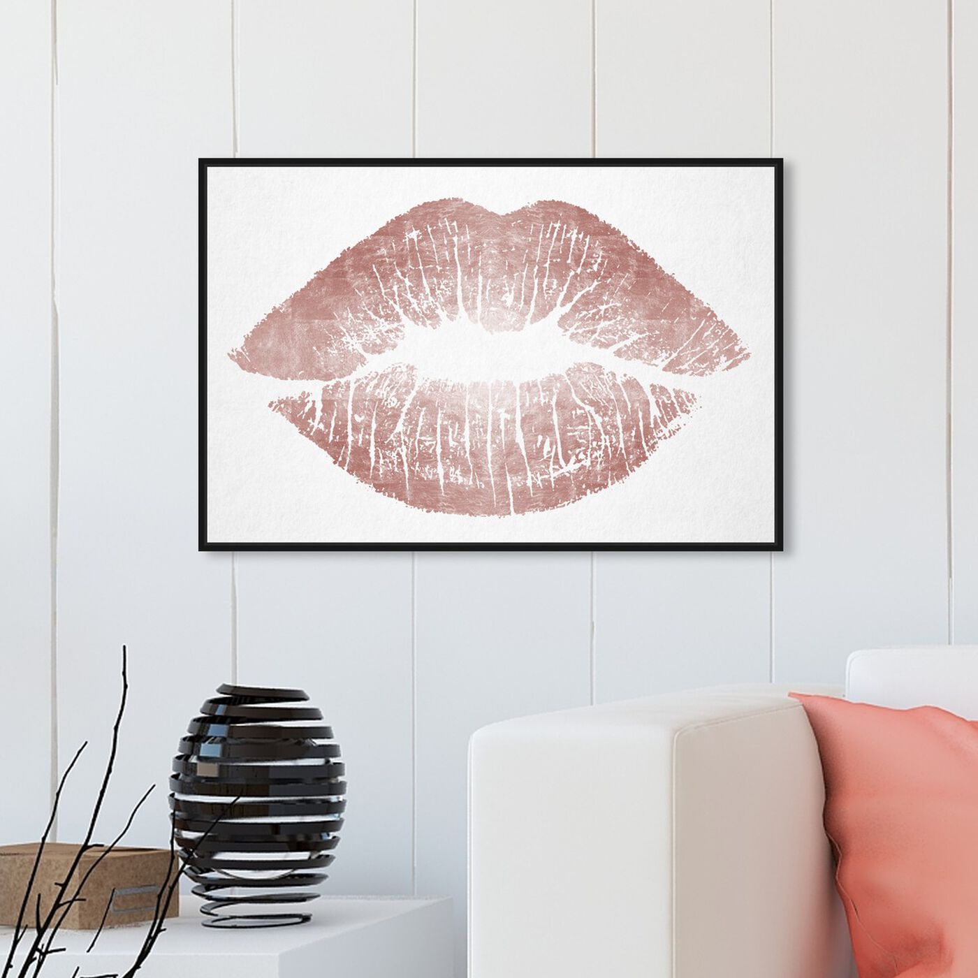 Hanging view of Rose Gold Solid Kiss featuring fashion and glam and lips art.