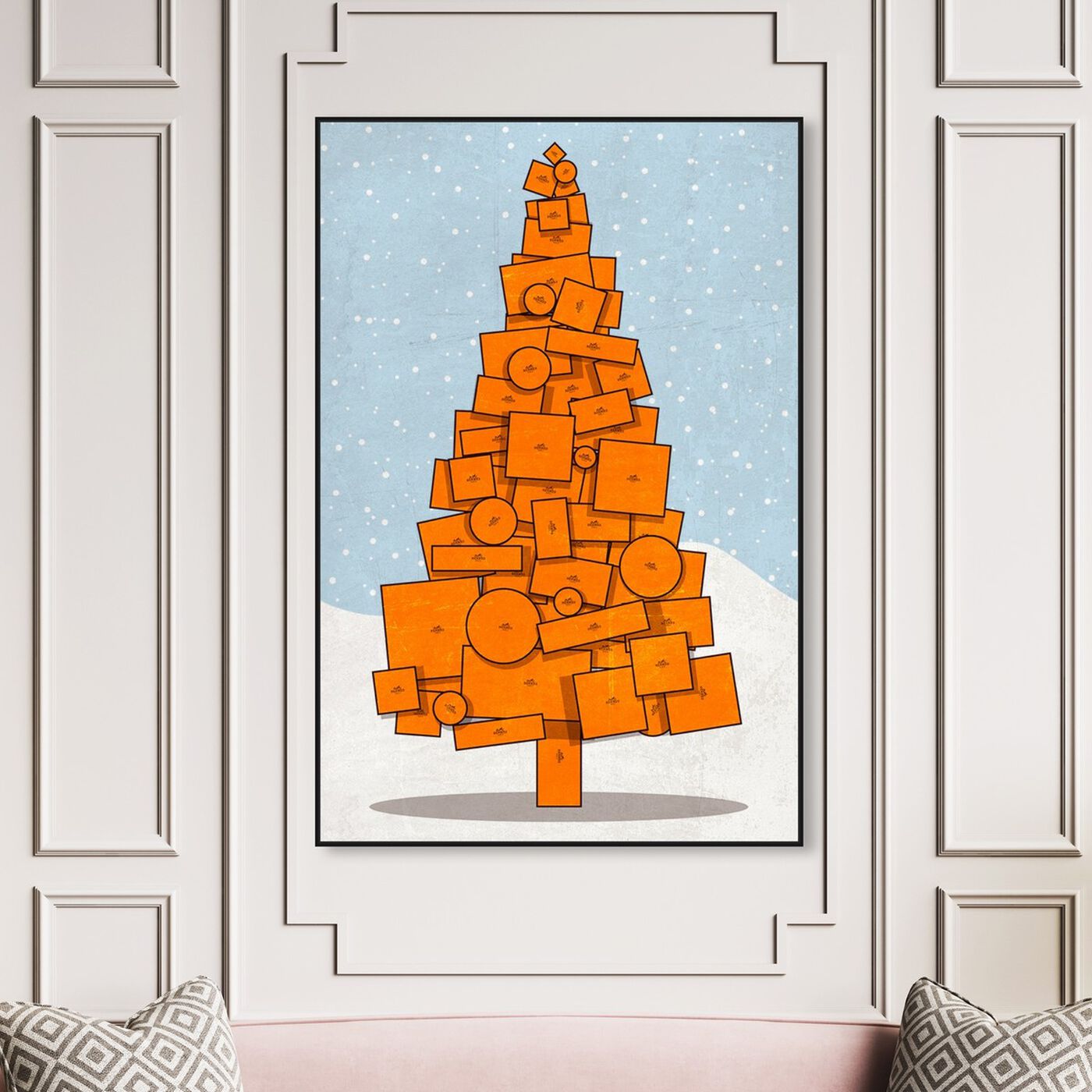 Hanging view of Orange Christmas featuring fashion and glam and lifestyle art.