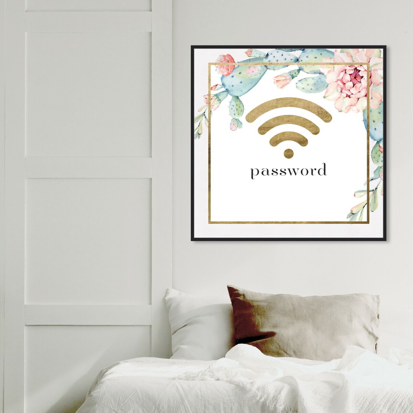 Hanging view of Succulent Gold Wifi featuring typography and quotes and family quotes and sayings art.