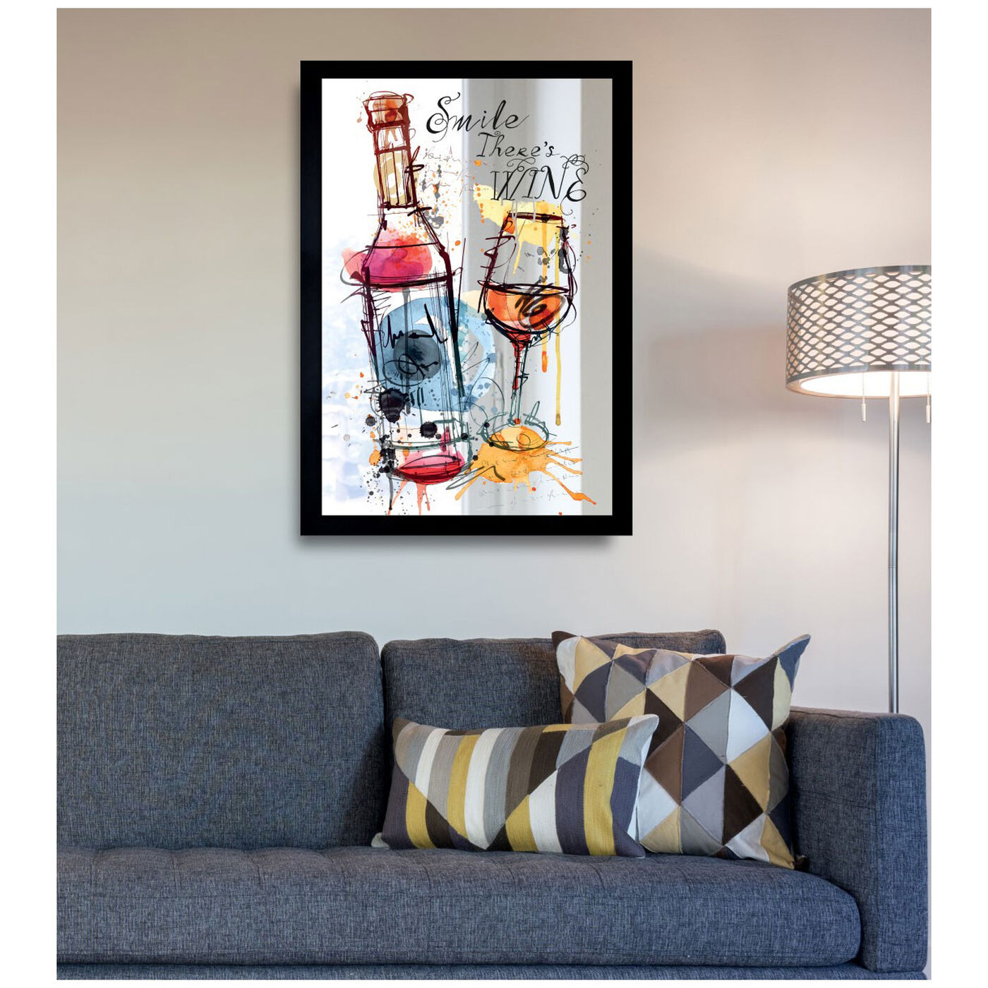 Hanging view of Smile Wine featuring drinks and spirits and wine art.