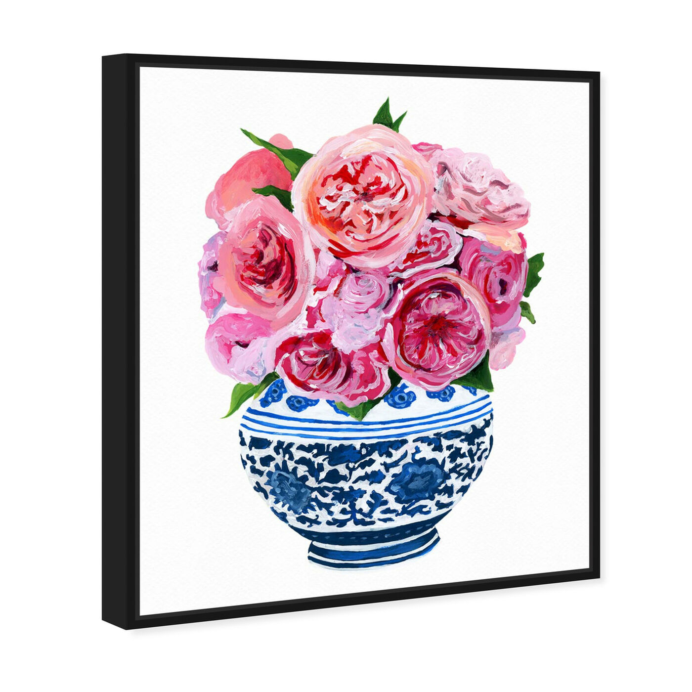 Angled view of Peonie Vase I featuring floral and botanical and florals art.
