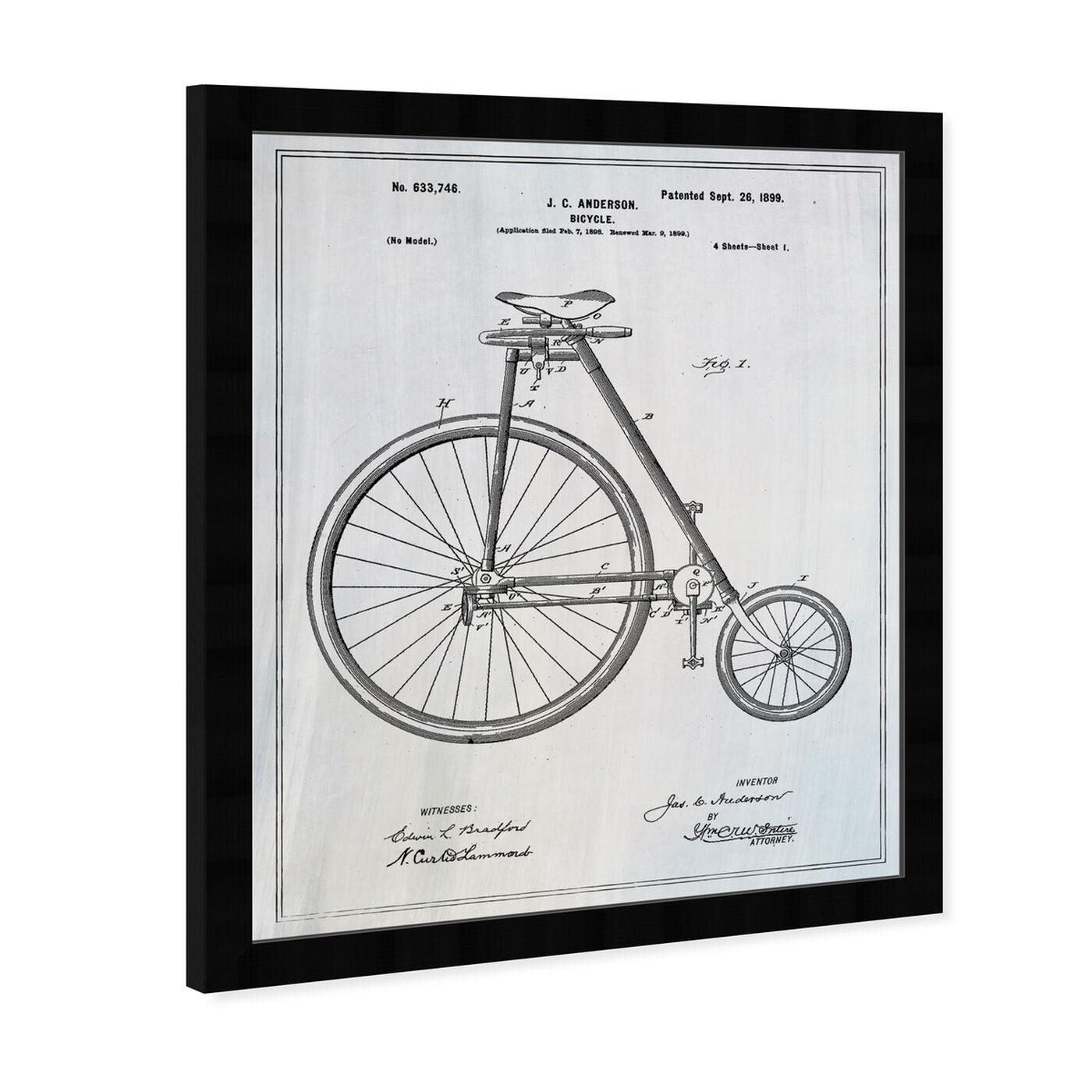 Angled view of Bicycle 1899 featuring transportation and bicycles art.
