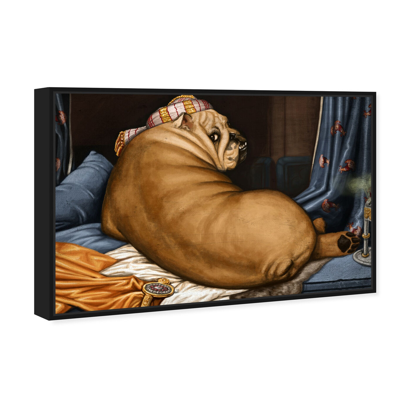 Angled view of Grande Bulldog-alisque By Carson Kressley featuring classic and figurative and classic art.