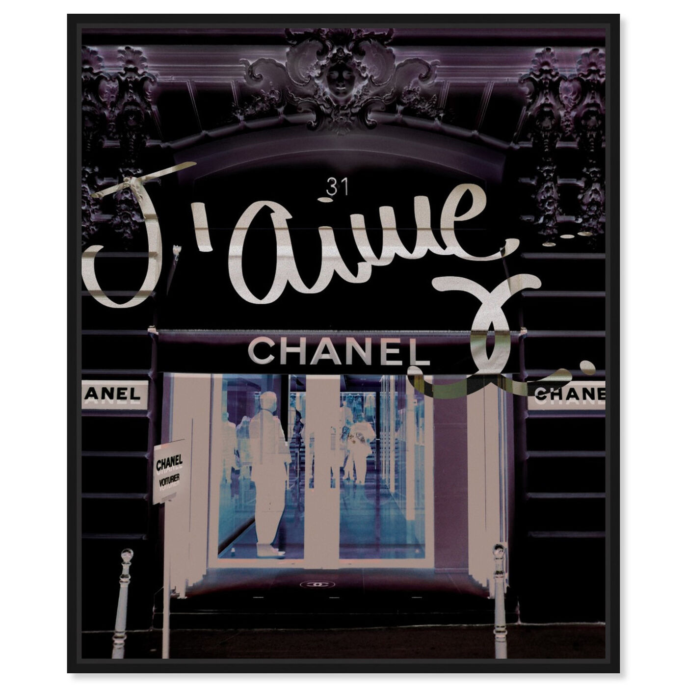 Front view of 31 Rue Cambon featuring fashion and glam and road signs art.