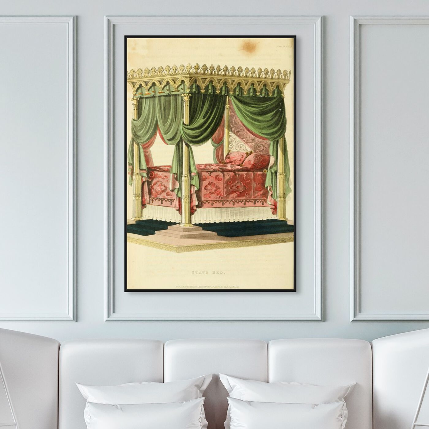 Hanging view of State Bed - The Art Cabinet featuring classic and figurative and french décor art.